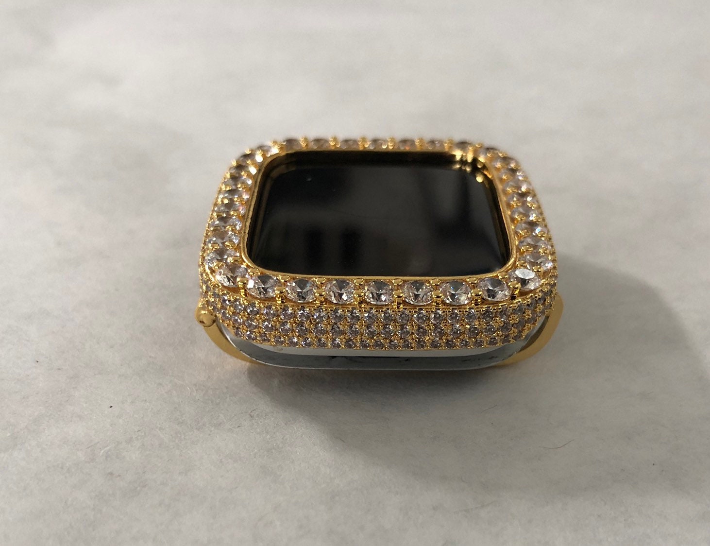 Series 1-8 Apple Watch Band Bezel Cover 41mm 45mm Gold 3.5mm Lab Diamond Case Bumper Smartwatch Bling 38mm-45mm