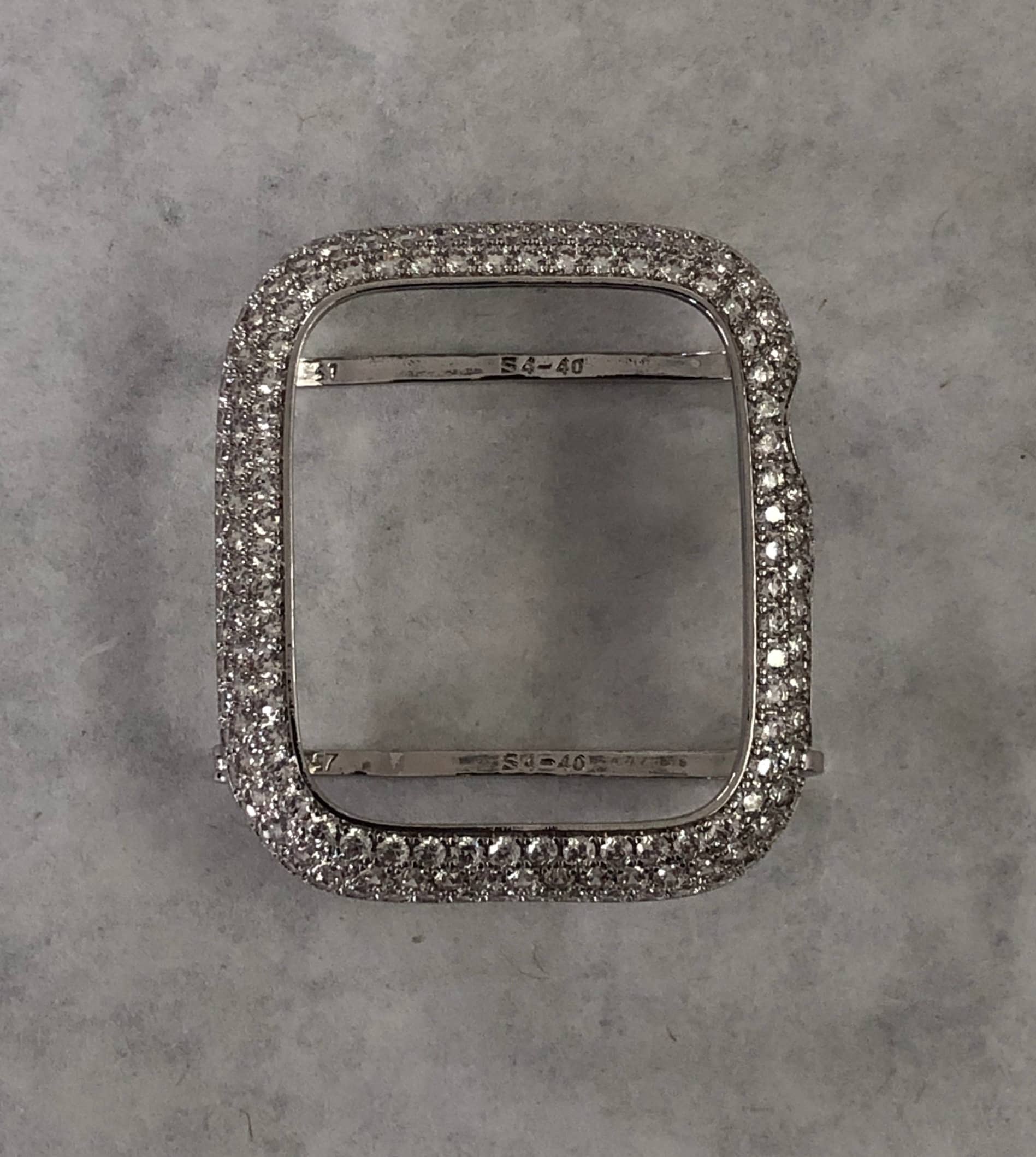 Series 10-11 Apple Watch Band Silver Stainless Steel Swarovski Crystals & or Apple Watch Cover 2.5mm Lab Diamond Bezel Iwatch Case 38mm-49mm