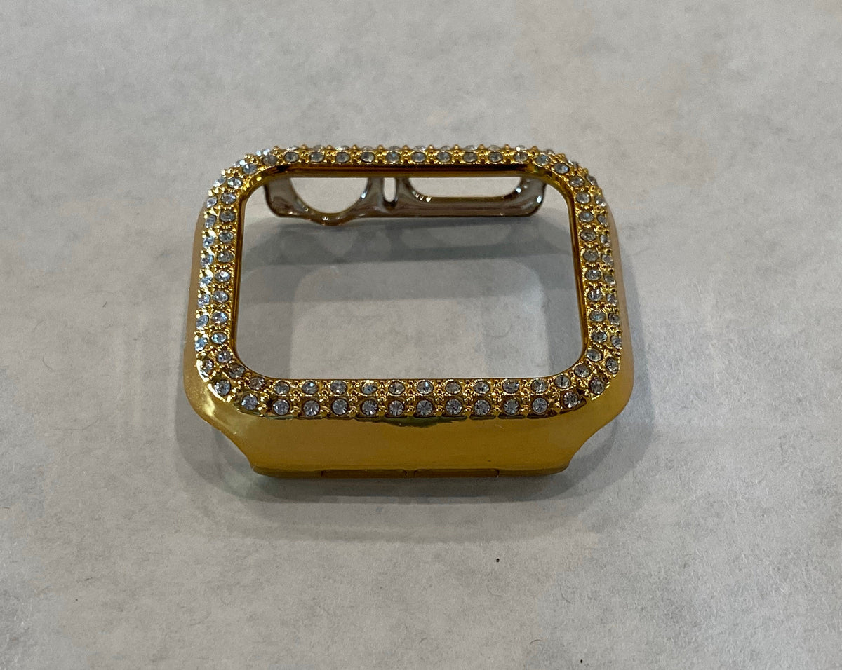 Series 10-11 Gold Apple Watch Cover 49mm Ultra Swarovski Crystals Protective Iphone Watch Case 38mm-46mm Smartwatch Bumper