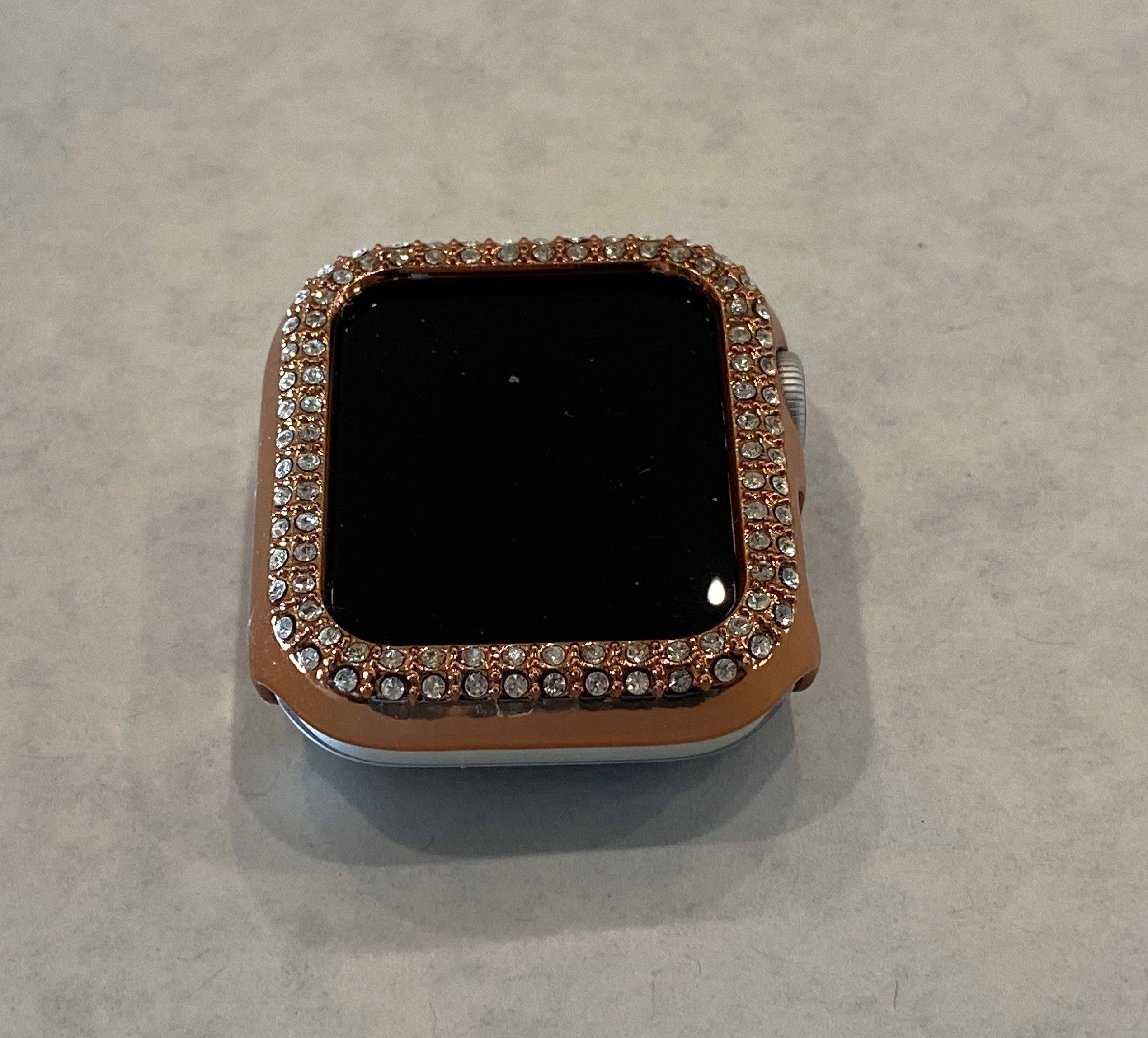 Series 2-11 Apple Watch Cover Rose Gold Rhinestone Crystal Apple Watch Case Bumper Faceplate 38mm-49mm Ultra Iwatch Candy Bling