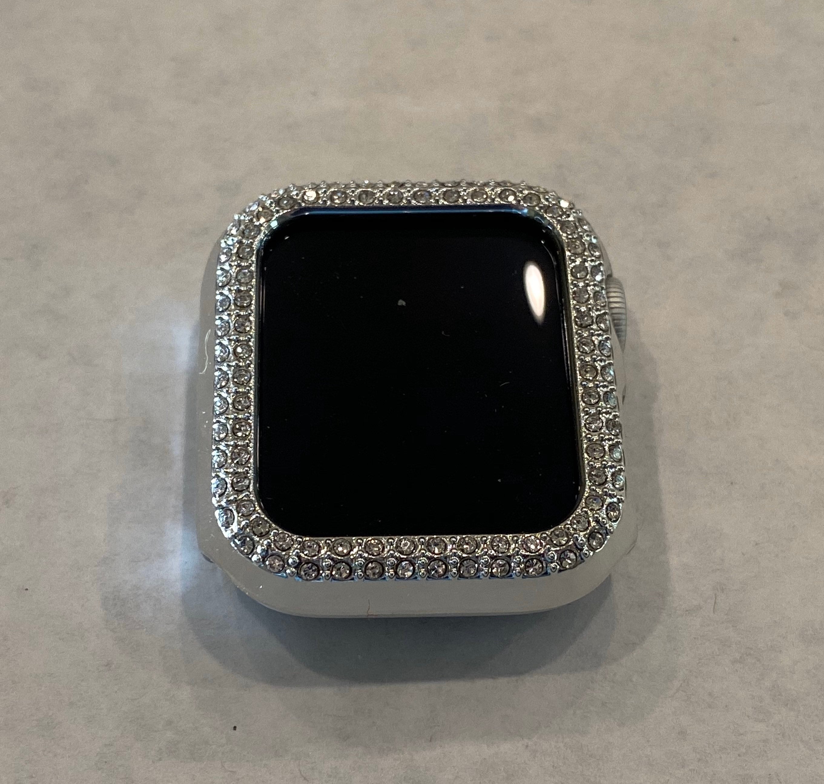 Apple Watch Case Swarovski Crystals Silver Iwatch Bumper Apple Watch Cover Bling 38mm-49mm Series 2-9 Iwatch Candy Bling