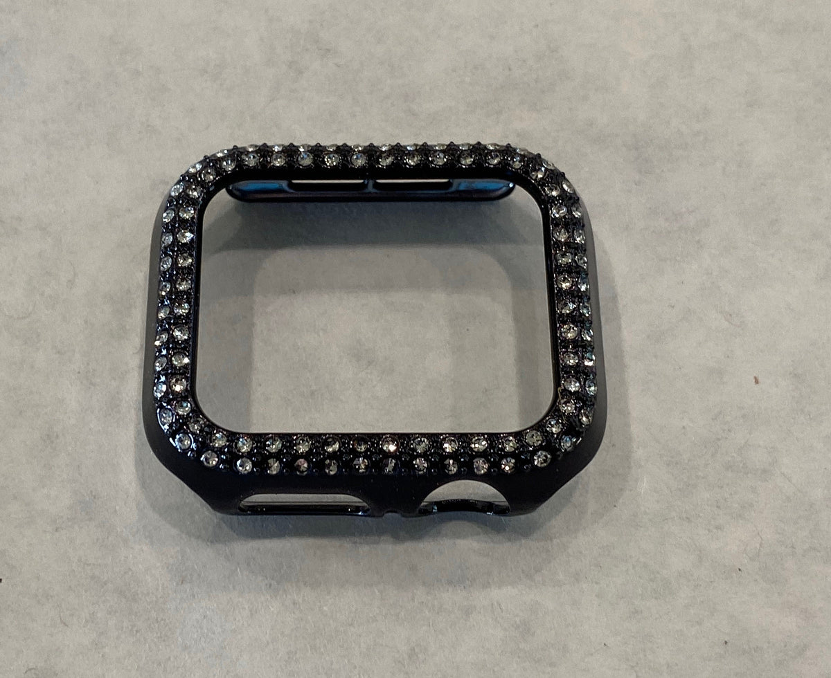 Series 10-11 Black Apple Watch Cover Swarovski Crystals for Iphone Watch Protective Apple Watch Face 38mm-49mm Iwatch Case Bling