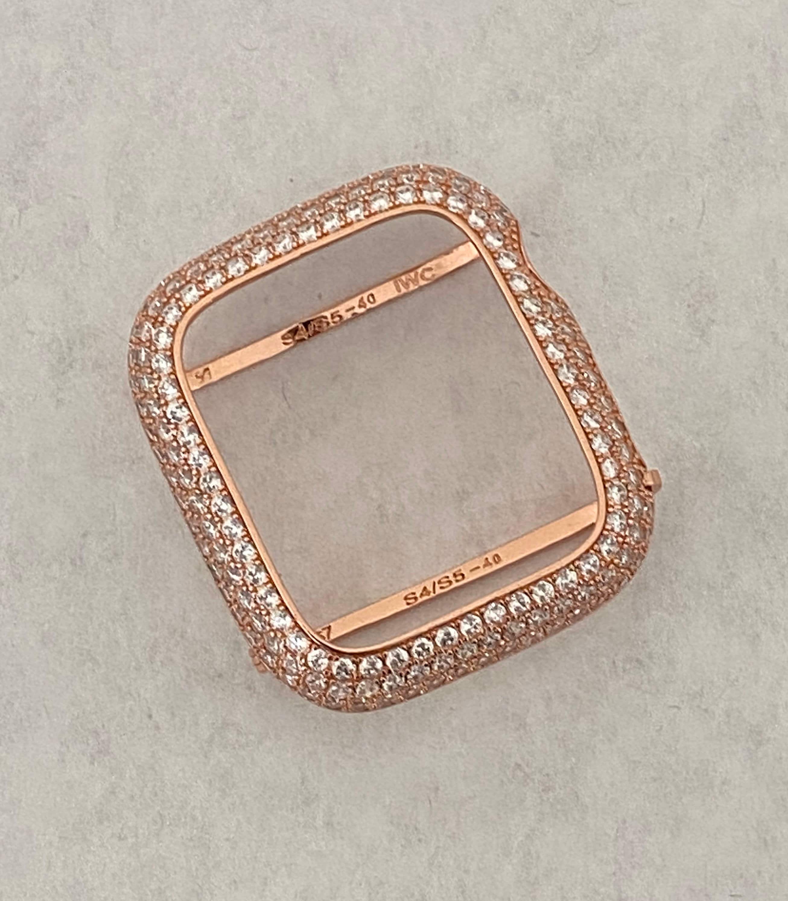 Rose Gold Apple Watch Band Womens Swarovski Crystals & or Apple Watch Cover Lab Diamond Bezel Iphone Watch Case 39mm-49mm Ultra Iwatch Candy