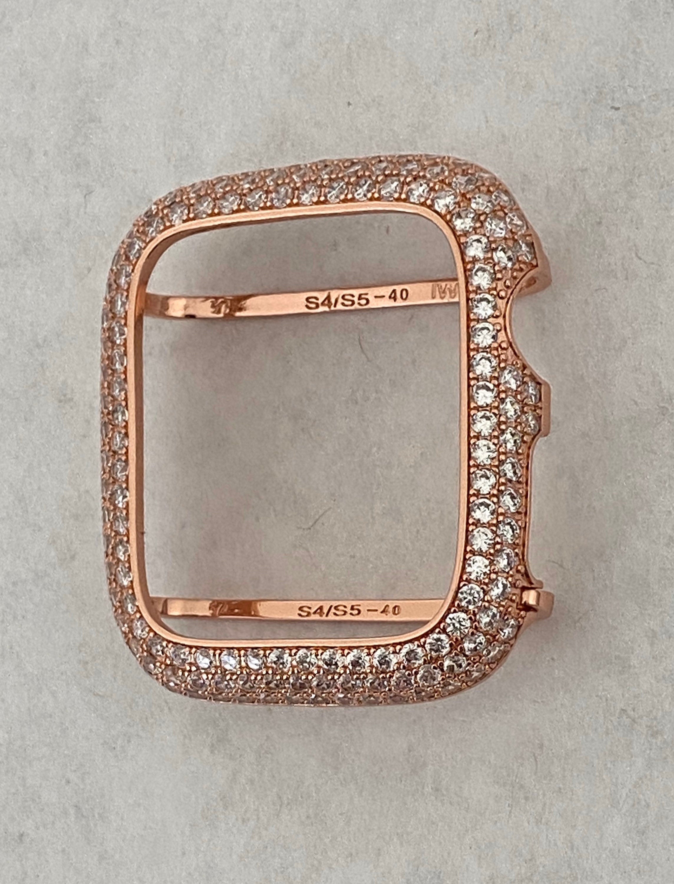 Rose Gold Apple Watch Band Womens Swarovski Crystals & or Apple Watch Cover Lab Diamond Bezel Iphone Watch Case 39mm-49mm Ultra Iwatch Candy