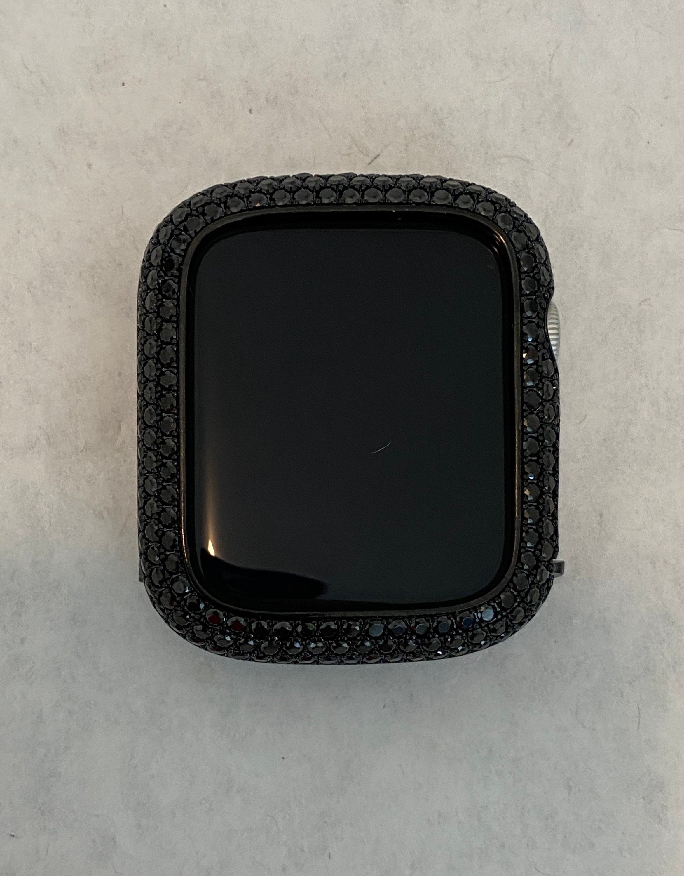 Black Apple Watch Band Stainless Steel & or Apple Watch Cover Lab Diamond Bezel Apple Watch Case 38 40 41 42 44 45 46 49mm Ultra Bling