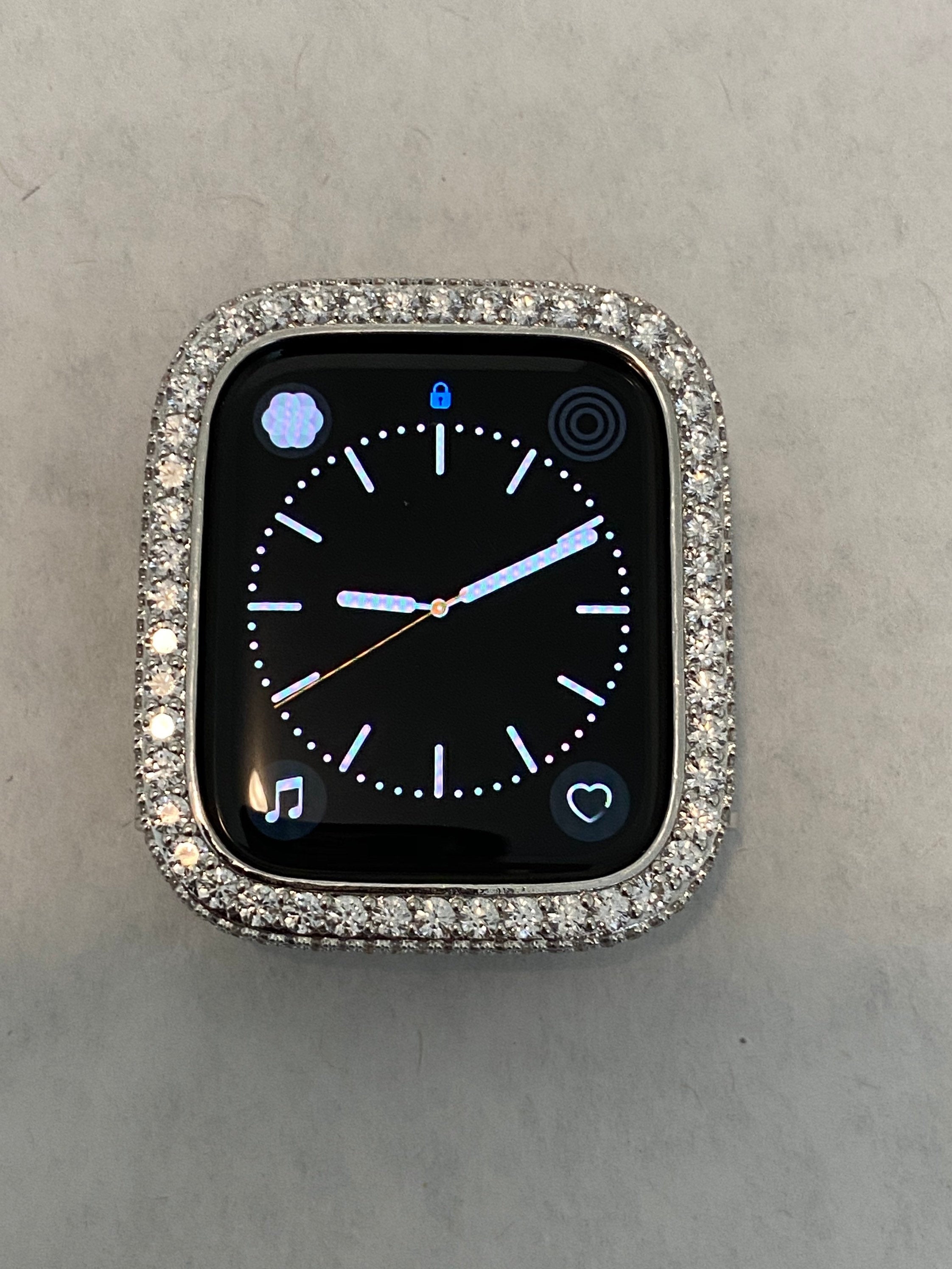 Silver Apple Watch Band Bracelet Womens Swarovski Crystals & or Apple Watch Case Lab Diamond Bezel for Iphone Watch 38mm-49mm Ultra Bling
