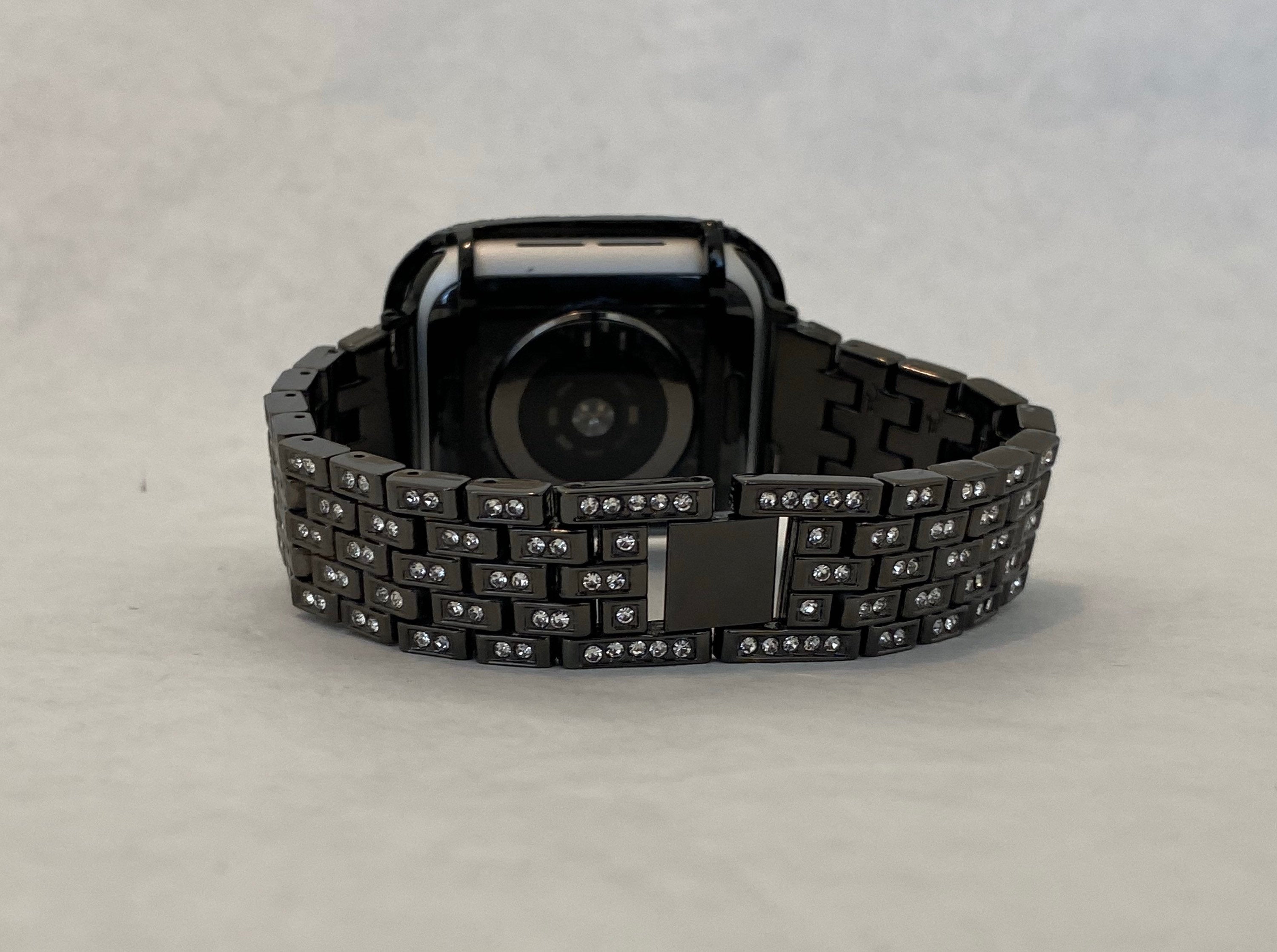 Series 2-9 Black Apple Watch Band Crystals & or Apple Watch Cover Lab Diamond Bezel Apple Watch Case Iwatch Candy Bling 38mm-49mm
