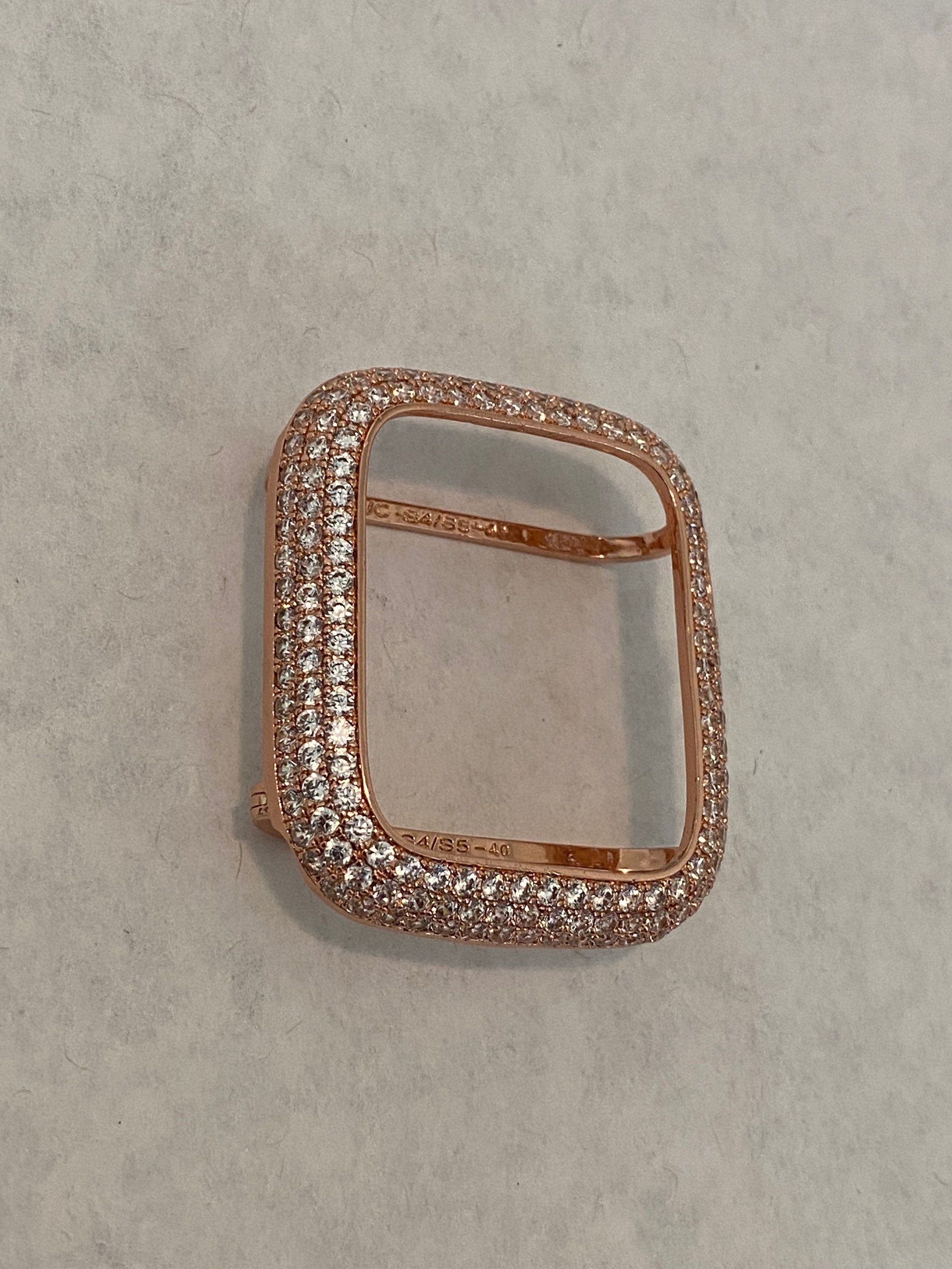 Apple Watch Band Rose Gold Swarovski Crystals & or Apple Watch Cover Lab Diamond Bezel Case Smartwatch Bumper Case 38-49mm Ultra