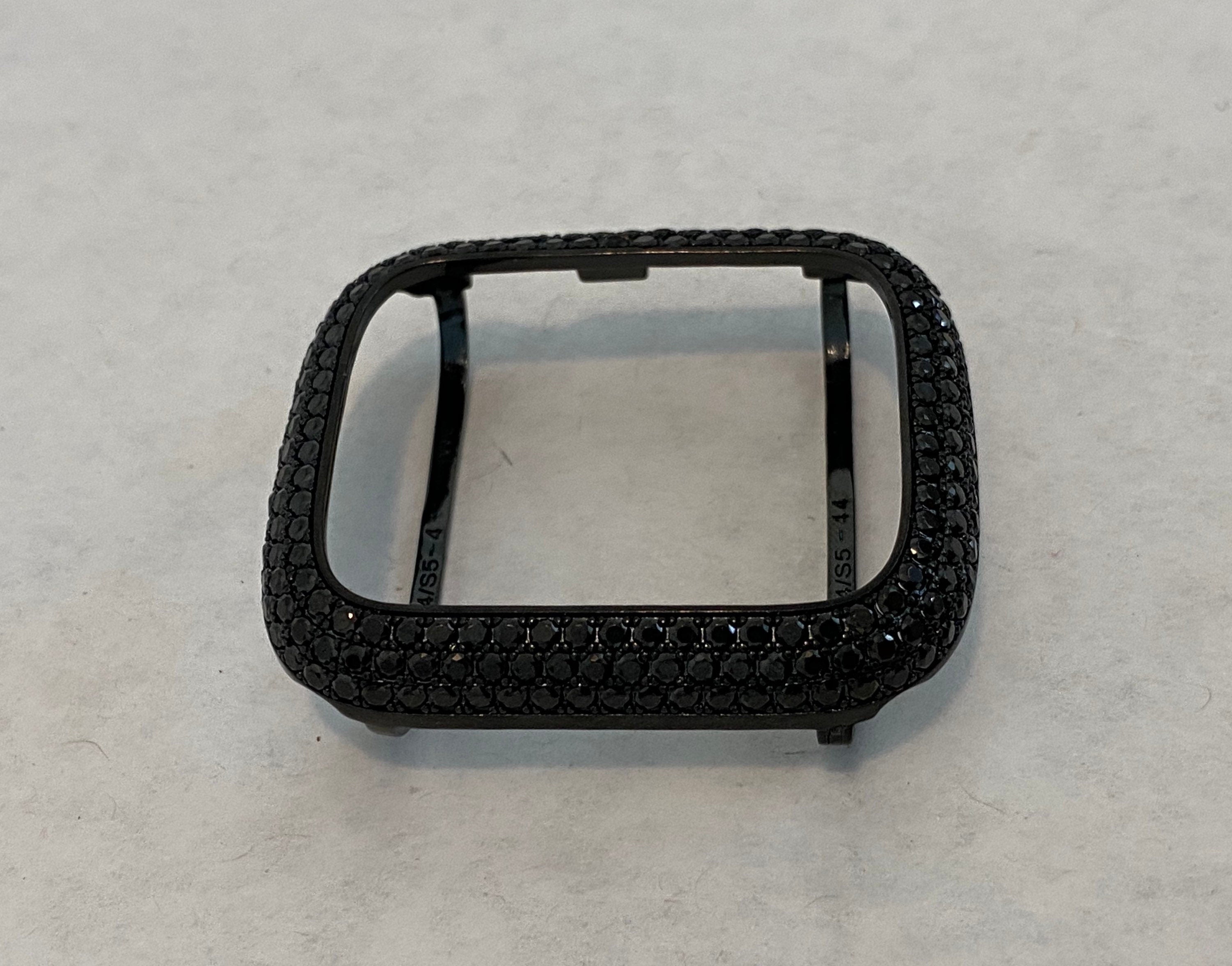 Black Apple Watch Band Stainless Steel & or Apple Watch Cover Lab Diamond Bezel Apple Watch Case 38 40 41 42 44 45 46 49mm Ultra Bling