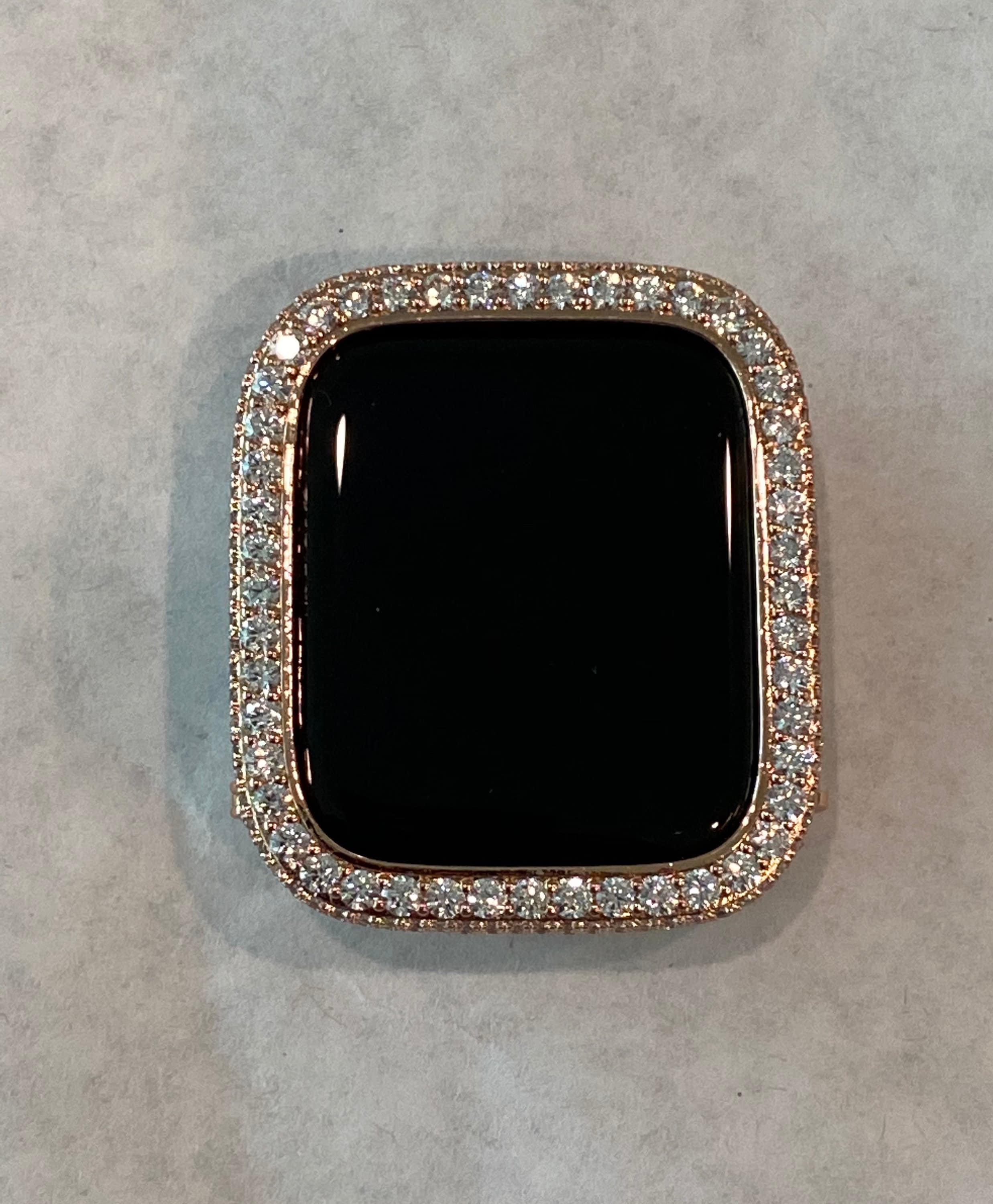 Series 10 Rose Gold Apple Watch Case 42mm 46mm, 2.5mm Lab Diamond Bezel, Iphone Watch Cover Iwatch Protective Cover 38mm-49mm Ultra