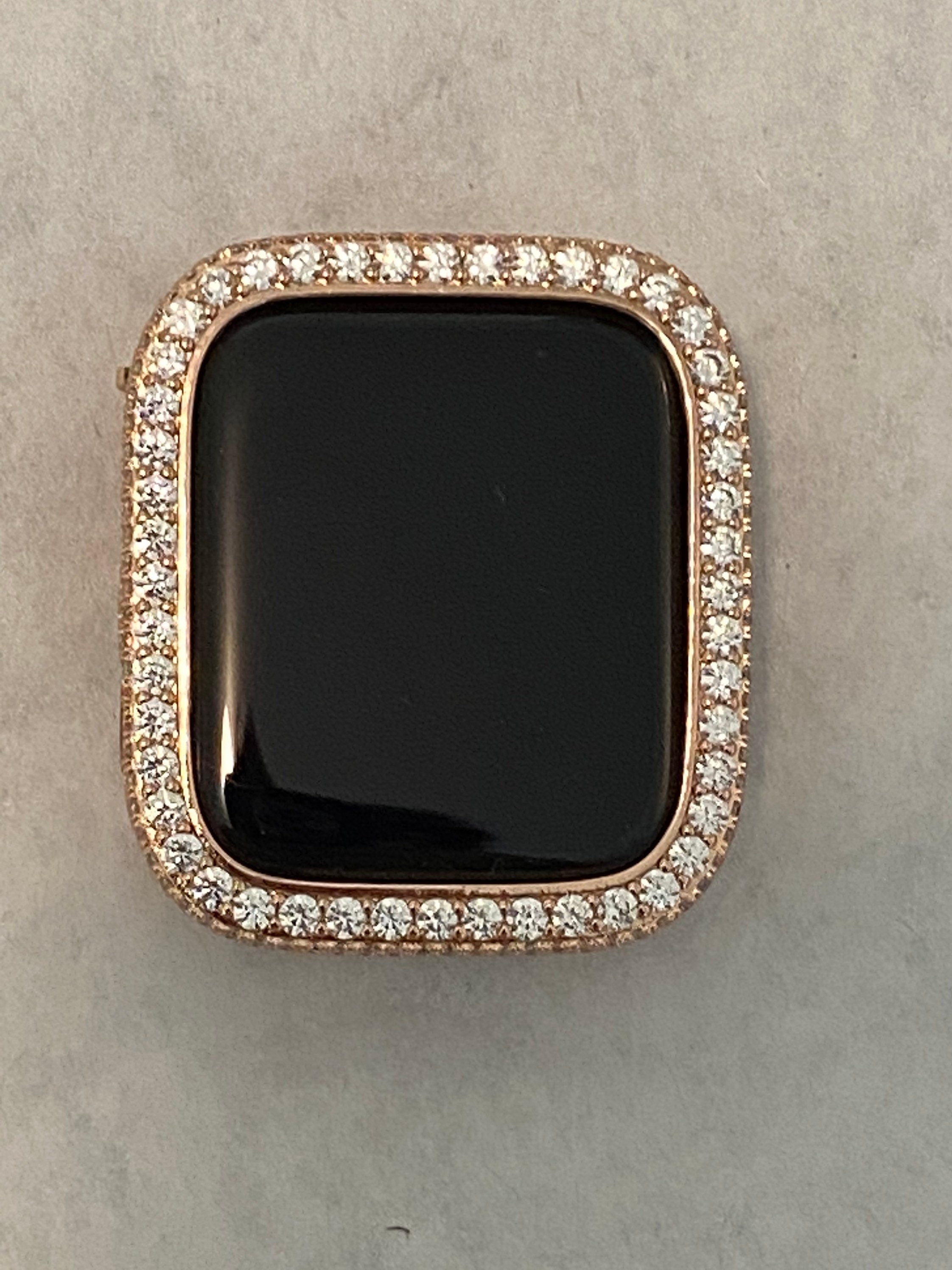 Series 10 Rose Gold Apple Watch Case 42mm 46mm, 2.5mm Lab Diamond Bezel, Iphone Watch Cover Iwatch Protective Cover 38mm-49mm Ultra
