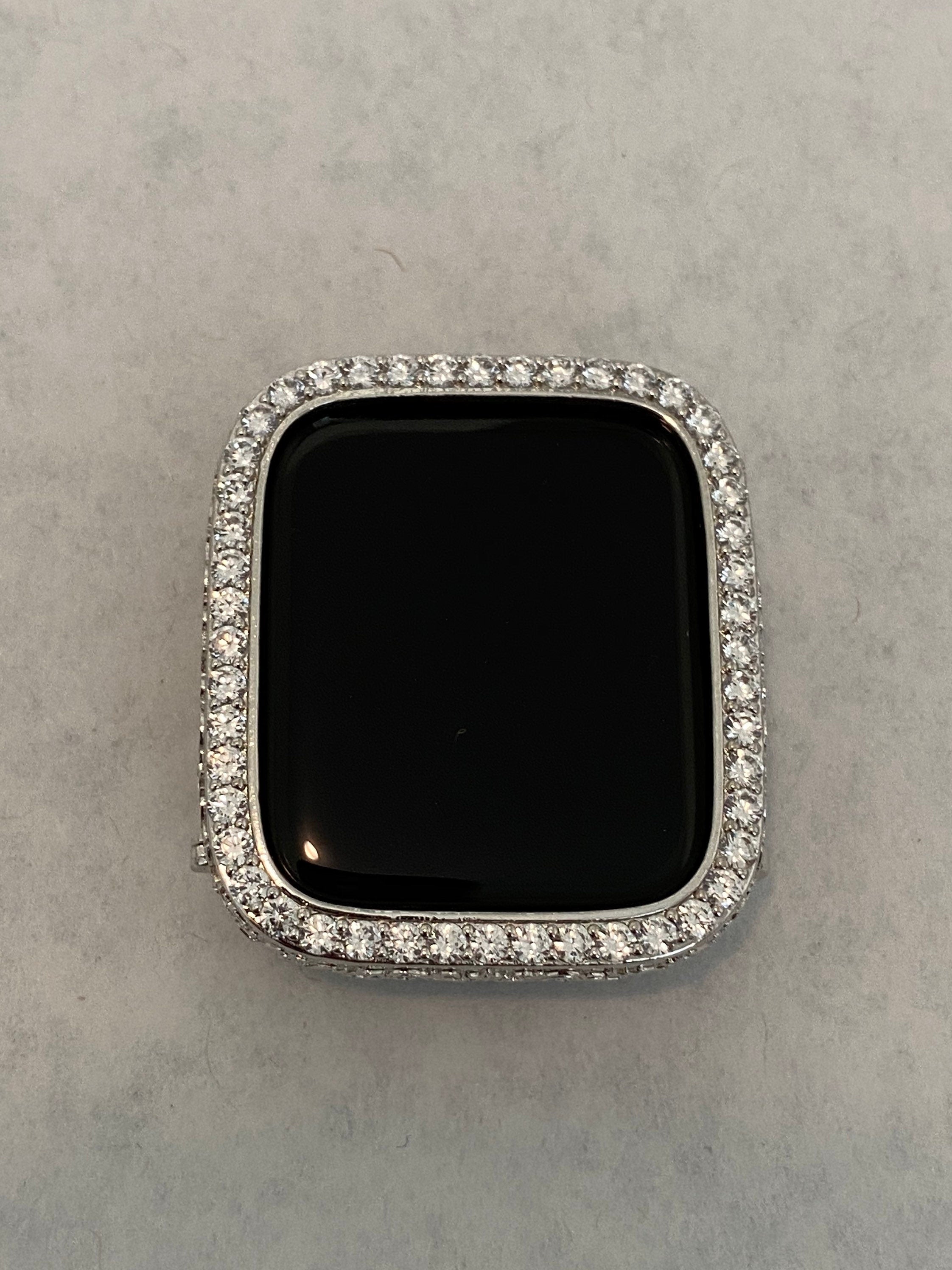 Apple Watch Cover Womens Lab Diamond Bezel Silver Apple Watch Case Protective Bumper 40mm 44mm Bling Iwatch Candy