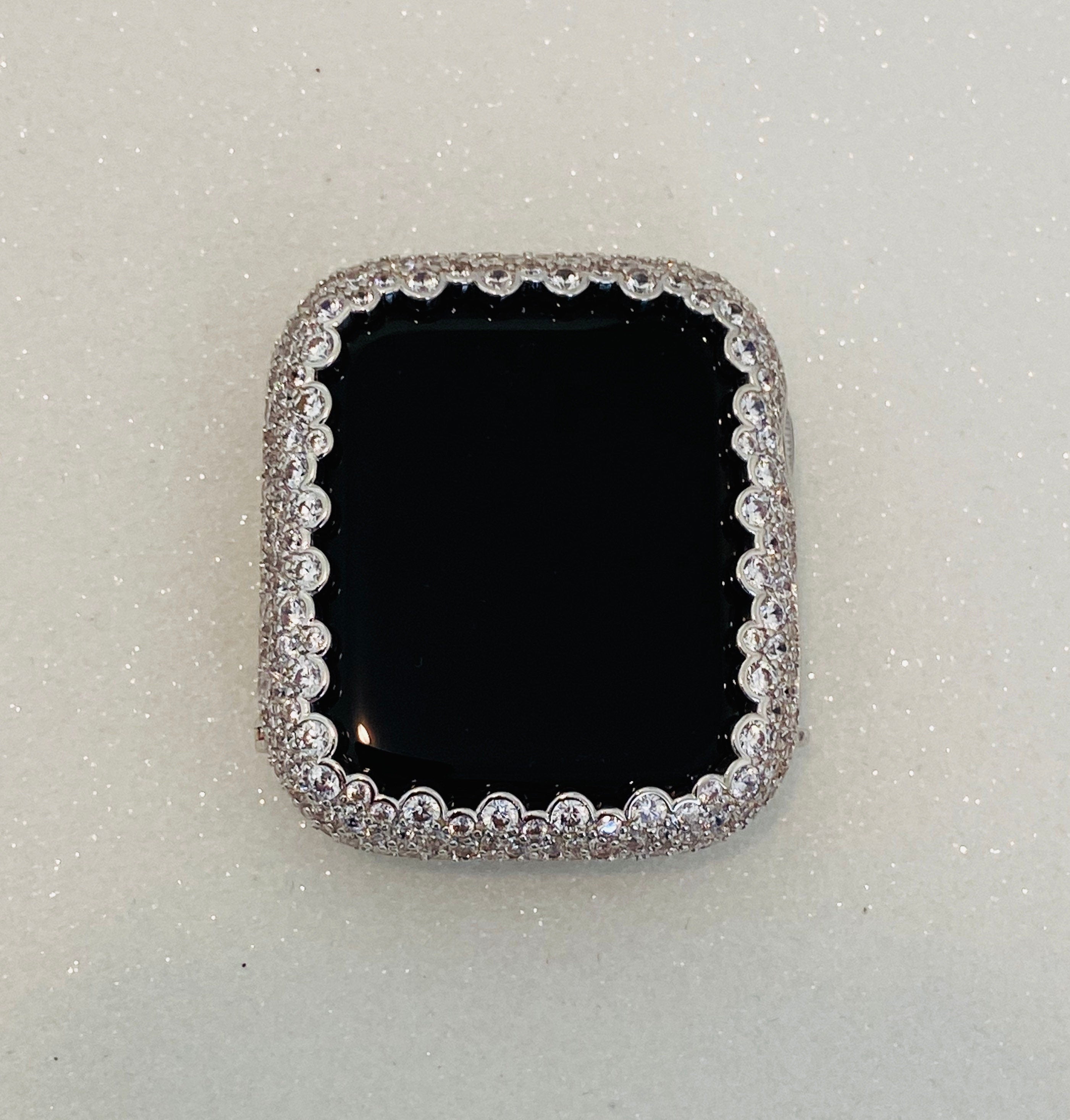 Silver Diamond Apple Watch Case Womens Lab Diamond Bezel Iphone Watch Cover - Ultra Gift for Her Iwatch Candy 38mm-49mm Ultra Crystal Bling