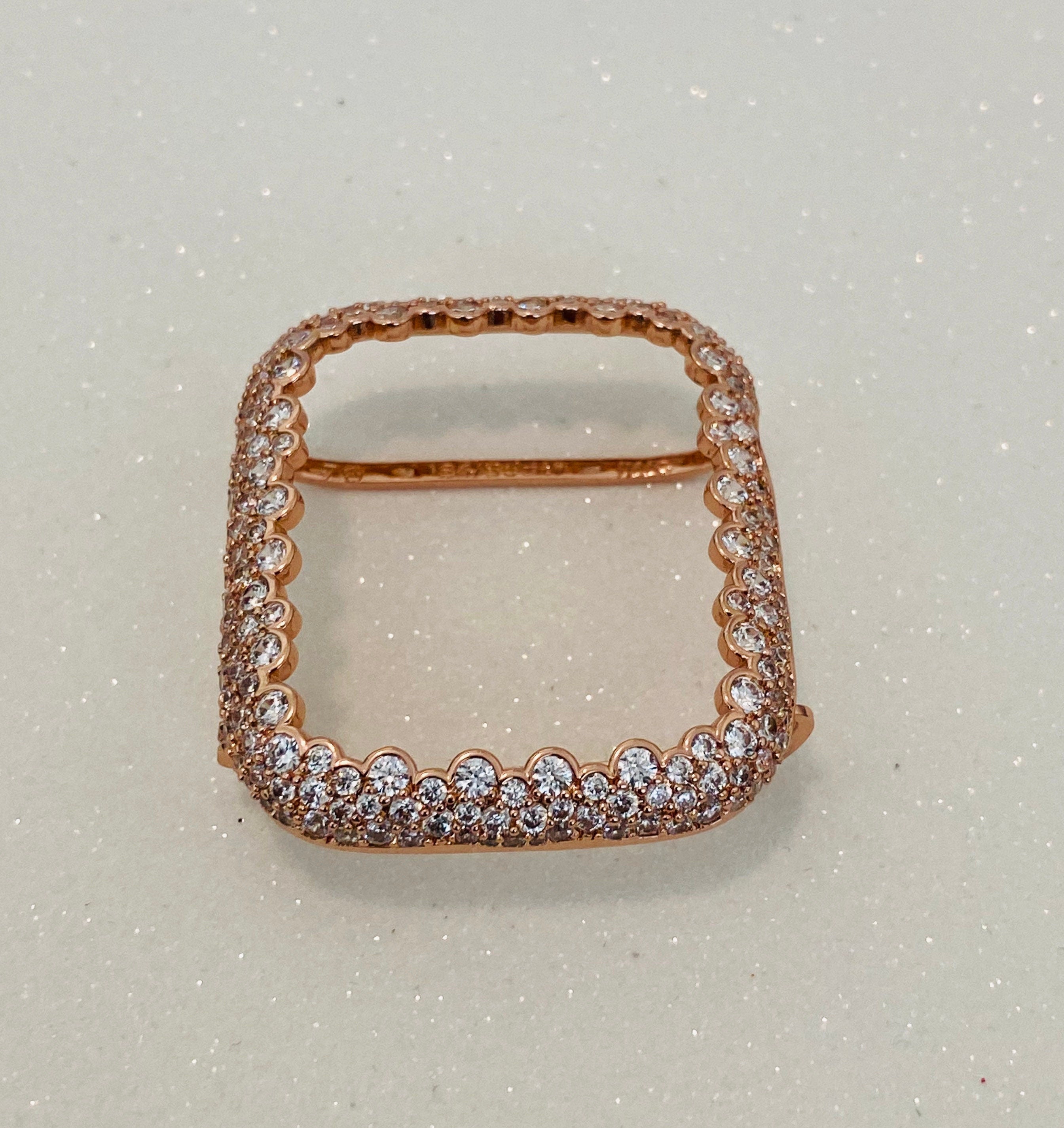 Apple Watch Cover Womens 41mm 45mm 49mm Ultra Rose Gold Lab Diamond Bezel Apple Watch Case Smartwatch Bumper Bling 38mm-46mm Series 2-11 SE