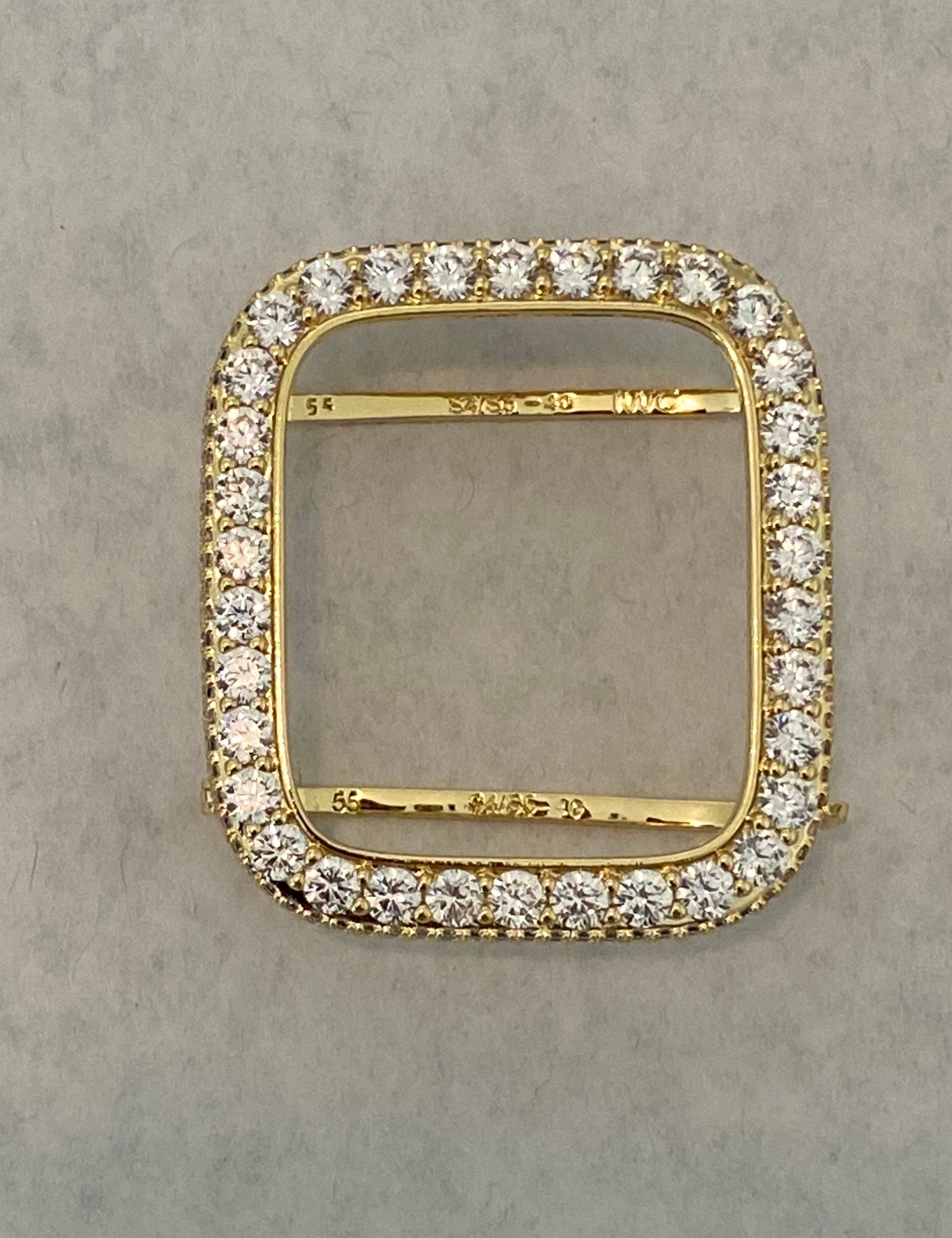 Series 2-9 Apple Watch Band Gold Swarovski Crystals & or Lab Diamond Bezel Cover 38 40 41 42 44 45mm Smartwatch Bumper Bling