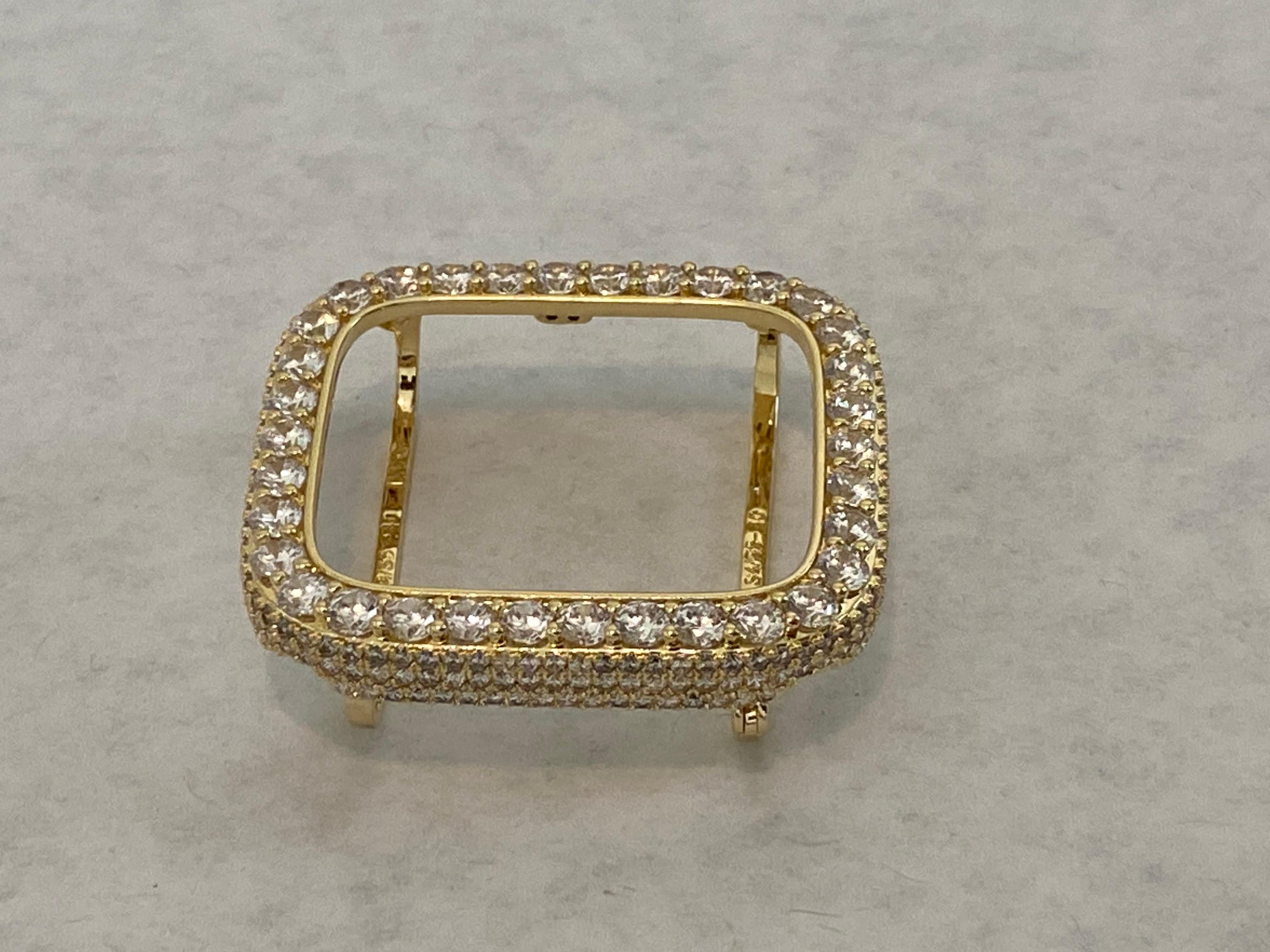 Series 1-8 Apple Watch Band Bezel Cover 41mm 45mm Gold 3.5mm Lab Diamond Case Bumper Smartwatch Bling 38mm-45mm
