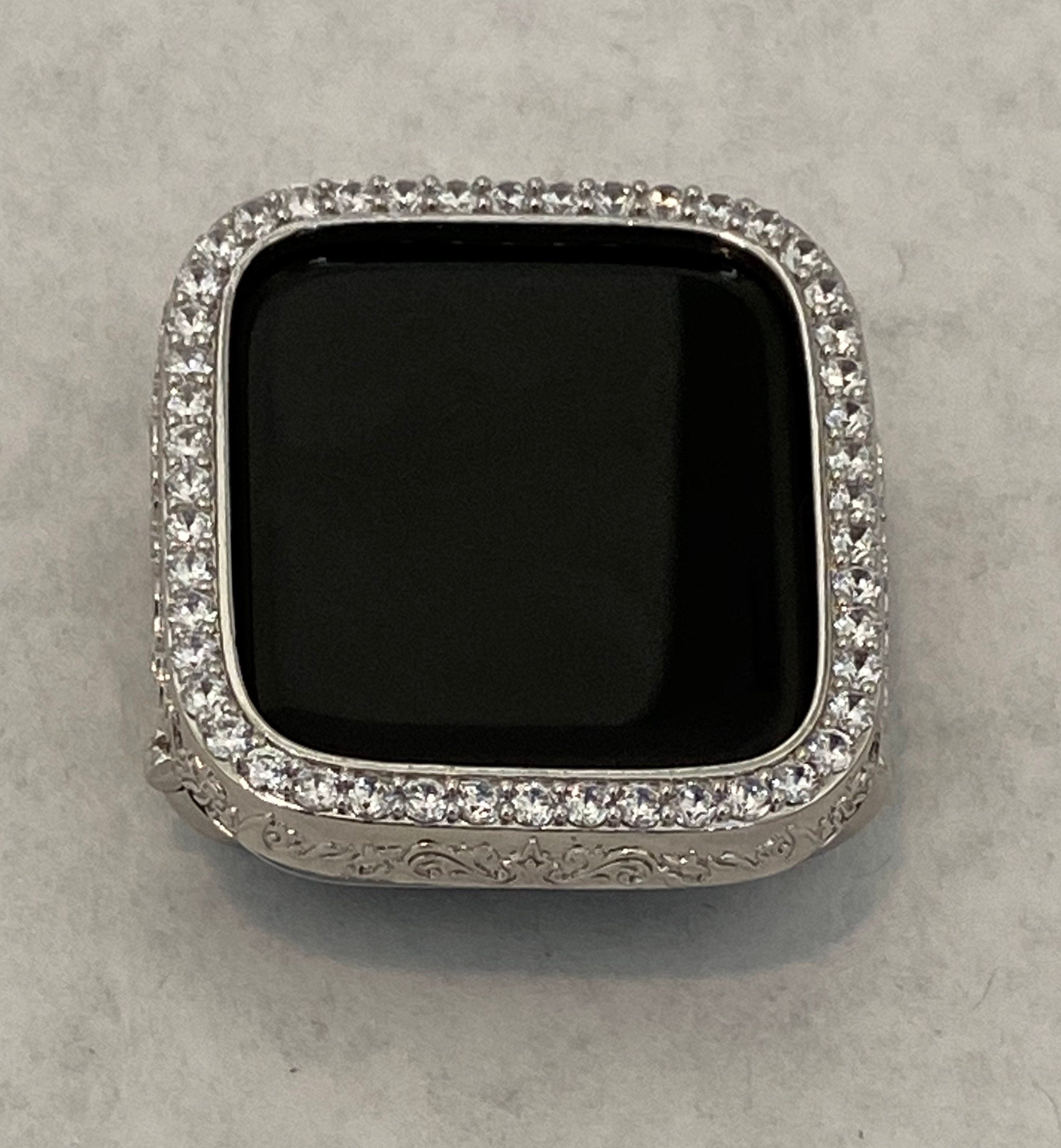 Apple Watch Cover Womens Lab Diamond Bezel Silver Apple Watch Case Protective Bumper 40mm 44mm Bling Iwatch Candy