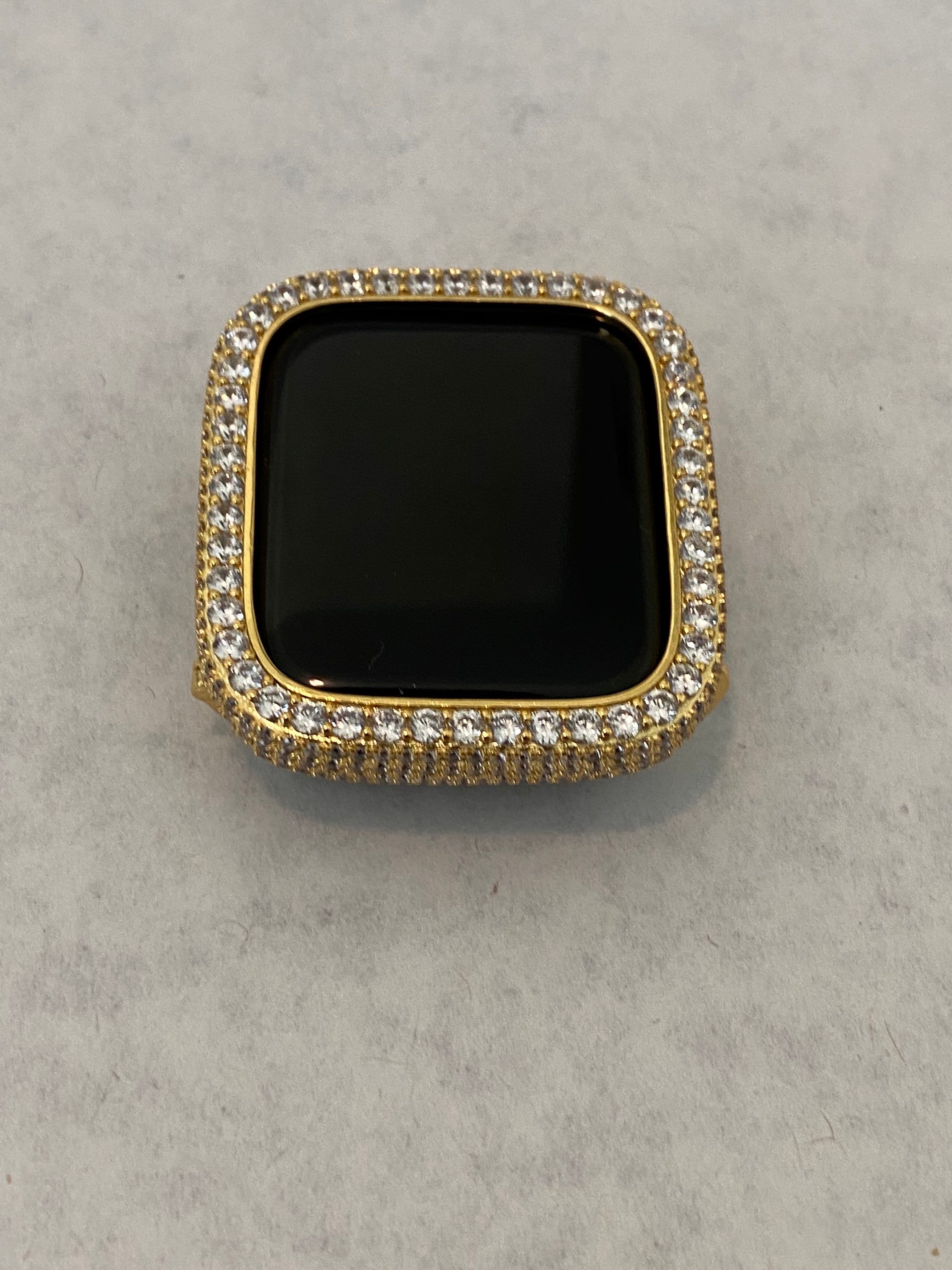 Gold Apple Watch Cover Lab Diamond Bezel Case 42mm 46mm 49mm Ultra Apple Watch Case Bling 38mm 40mm 42mm 44mm Series 2-11