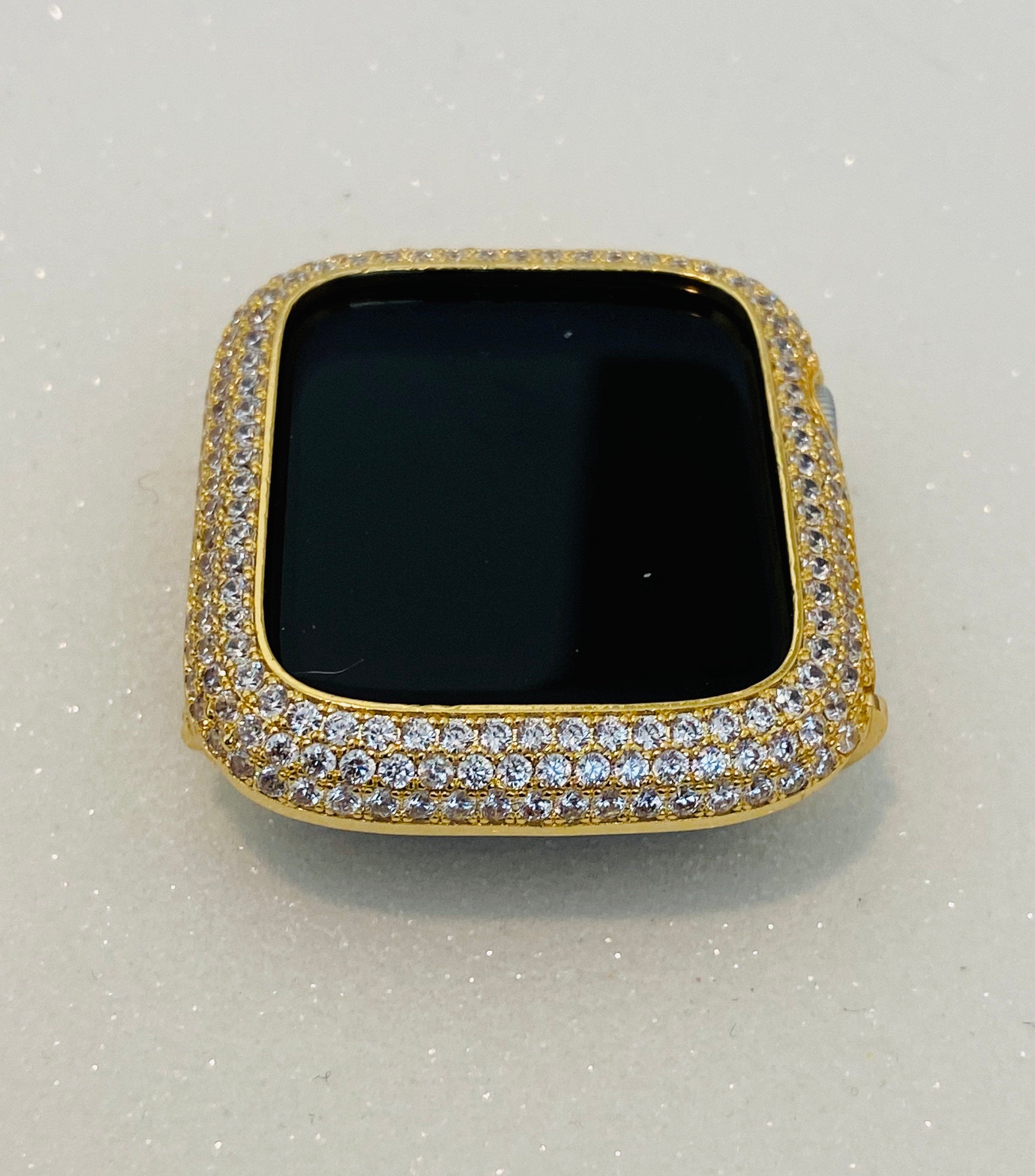 Iced Out Gold Apple Watch Case Women Mens Lab Diamond Bezel Designer Apple Watch Cover 38mm-49mm Ultra Iwatch Candy Bling Smartwatch Bumper