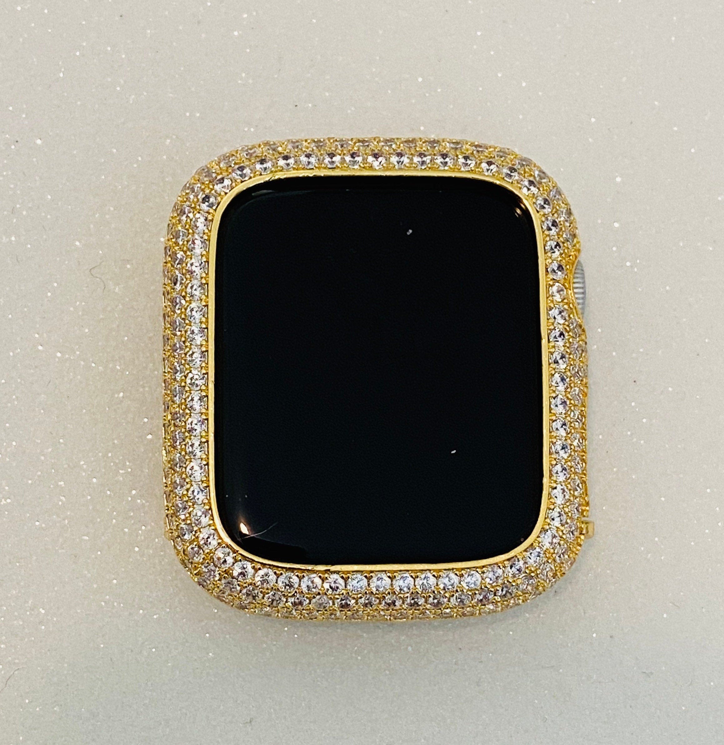Custom Gold Apple Watch Case Lab Diamond Bezel 38-49mm Ultra Apple Watch Cover Bumper Iwatch Candy Bling Series 2-9 SE