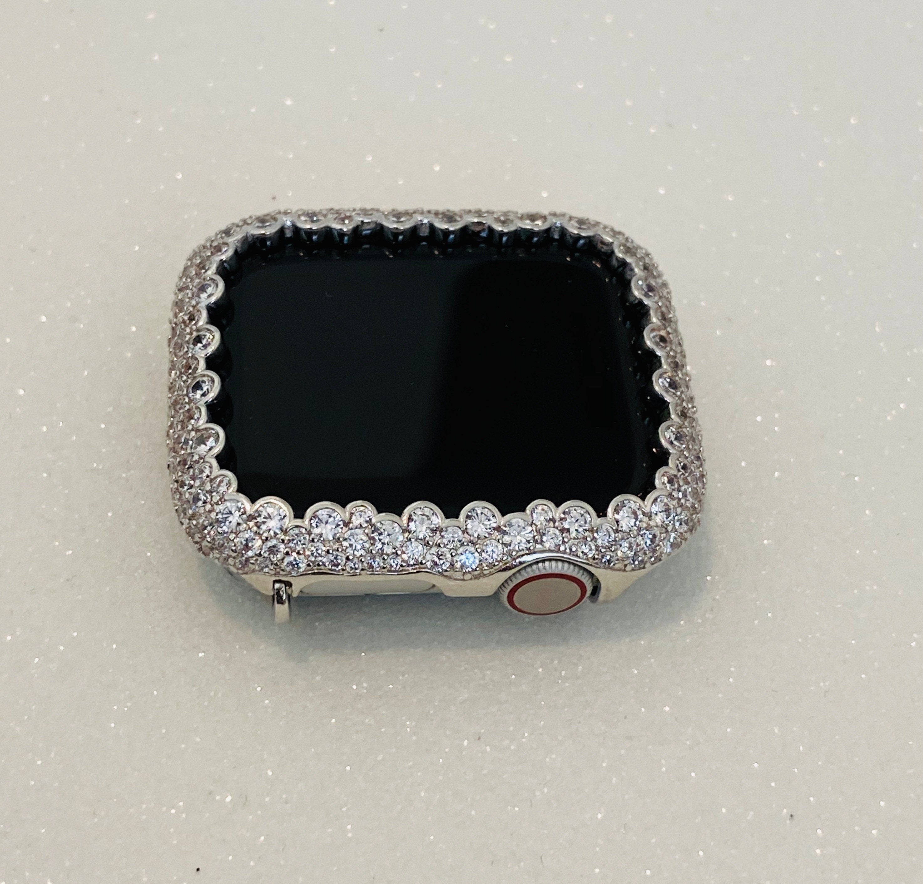 Silver Diamond Apple Watch Case Womens Lab Diamond Bezel Iphone Watch Cover - Ultra Gift for Her Iwatch Candy 38mm-49mm Ultra Crystal Bling