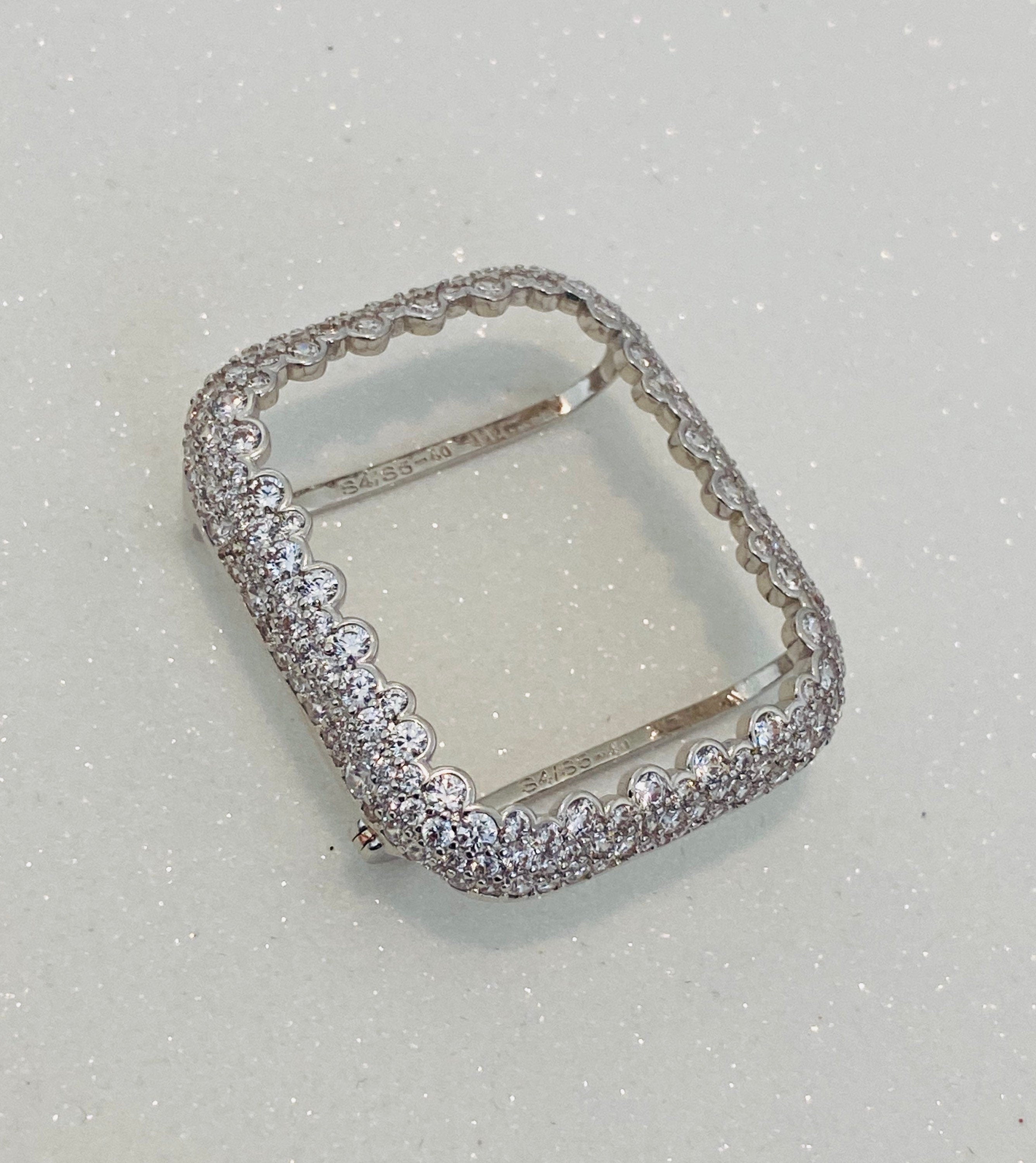 Apple Watch Cover 41mm 45mm 49mm Ultra Silver Lab Diamond Bezel Case 38mm 40mm 42mm 44mm Smartwatch Bumper Bling Series 2-9