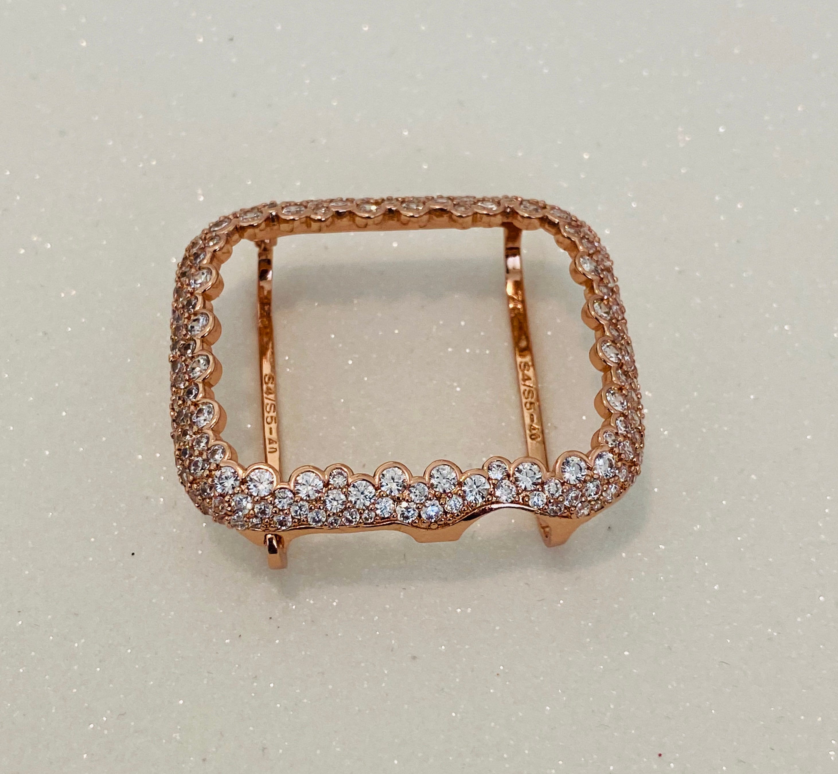 Apple Watch Cover Womens 41mm 45mm 49mm Ultra Rose Gold Lab Diamond Bezel Apple Watch Case Smartwatch Bumper Bling 38mm-46mm Series 2-11 SE