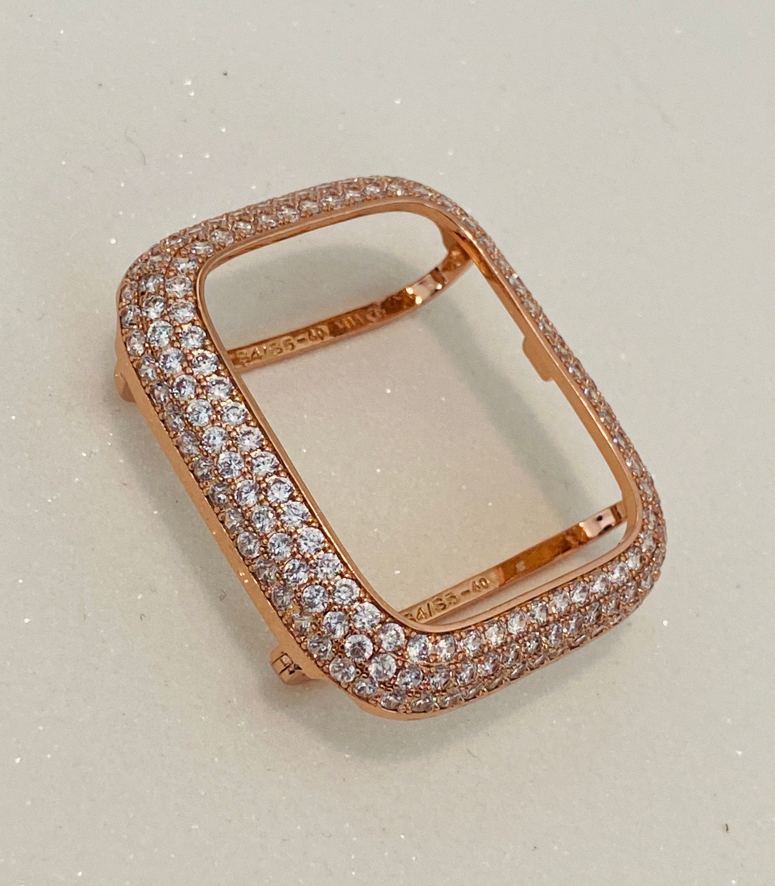 Series 10 Apple Watch Band Stainless Steel Swarovski Crystals & or Rose Gold Apple Watch Cover Lab Diamond Bezel Iwatch Case 38mm-49mm