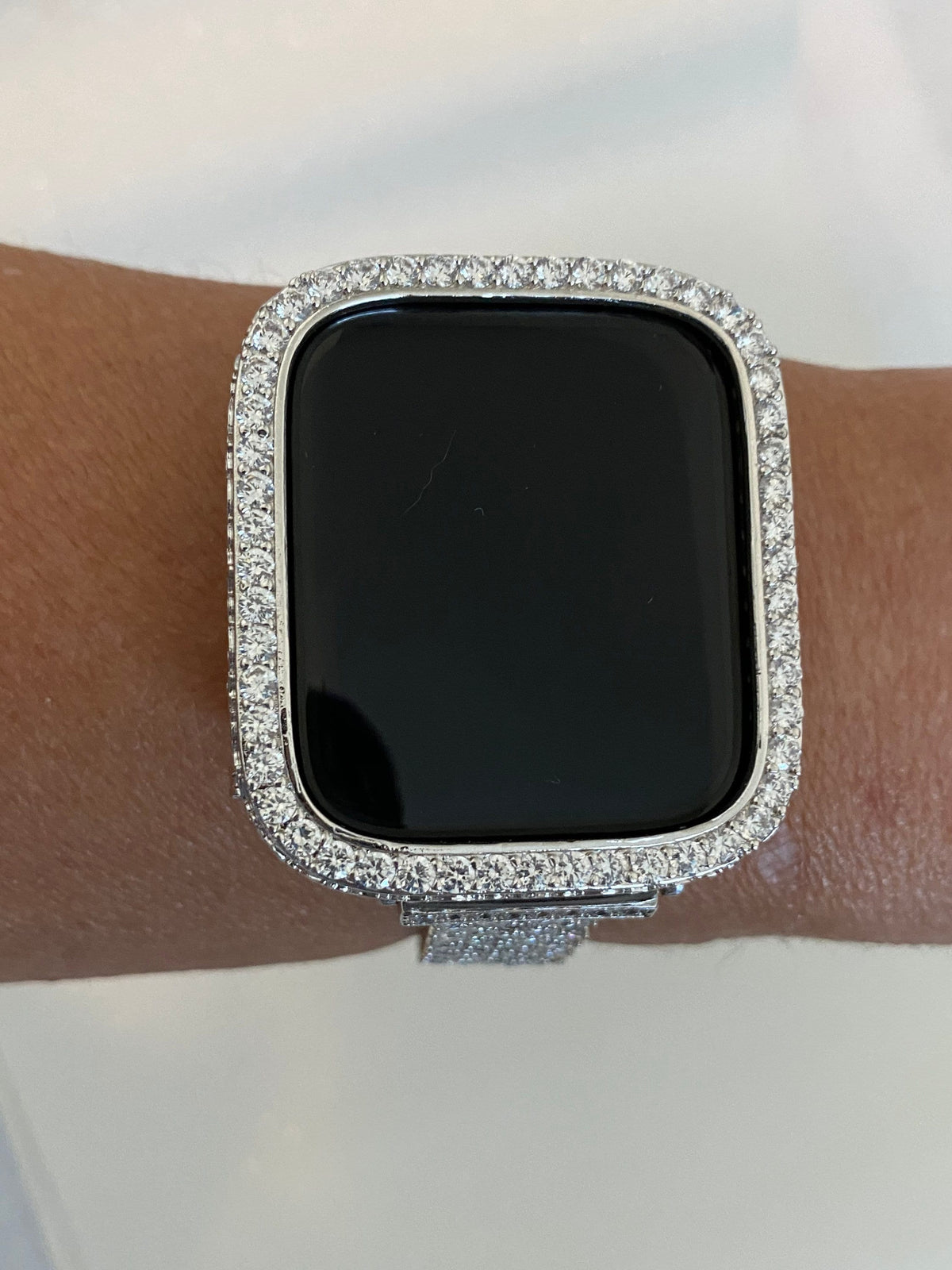 Apple Watch Cover Womens Lab Diamond Bezel Silver Apple Watch Case Protective Bumper 40mm 44mm Bling Iwatch Candy