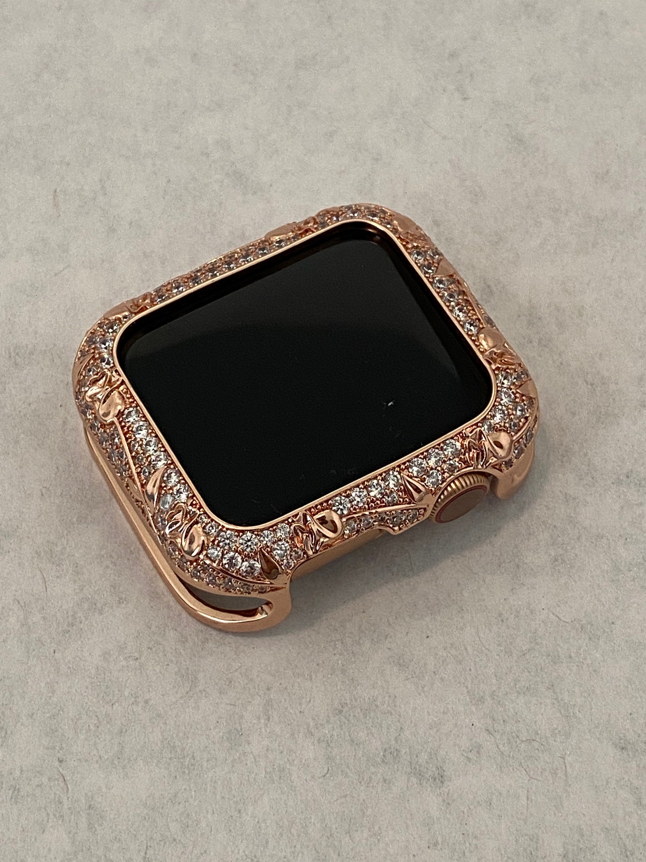 Apple Watch Band Women Rose Gold 38mm 40mm 41mm 42mm 44mm 45mm & or Apple Watch Case Crystal Apple Watch Cover Iwatch Candy Bling