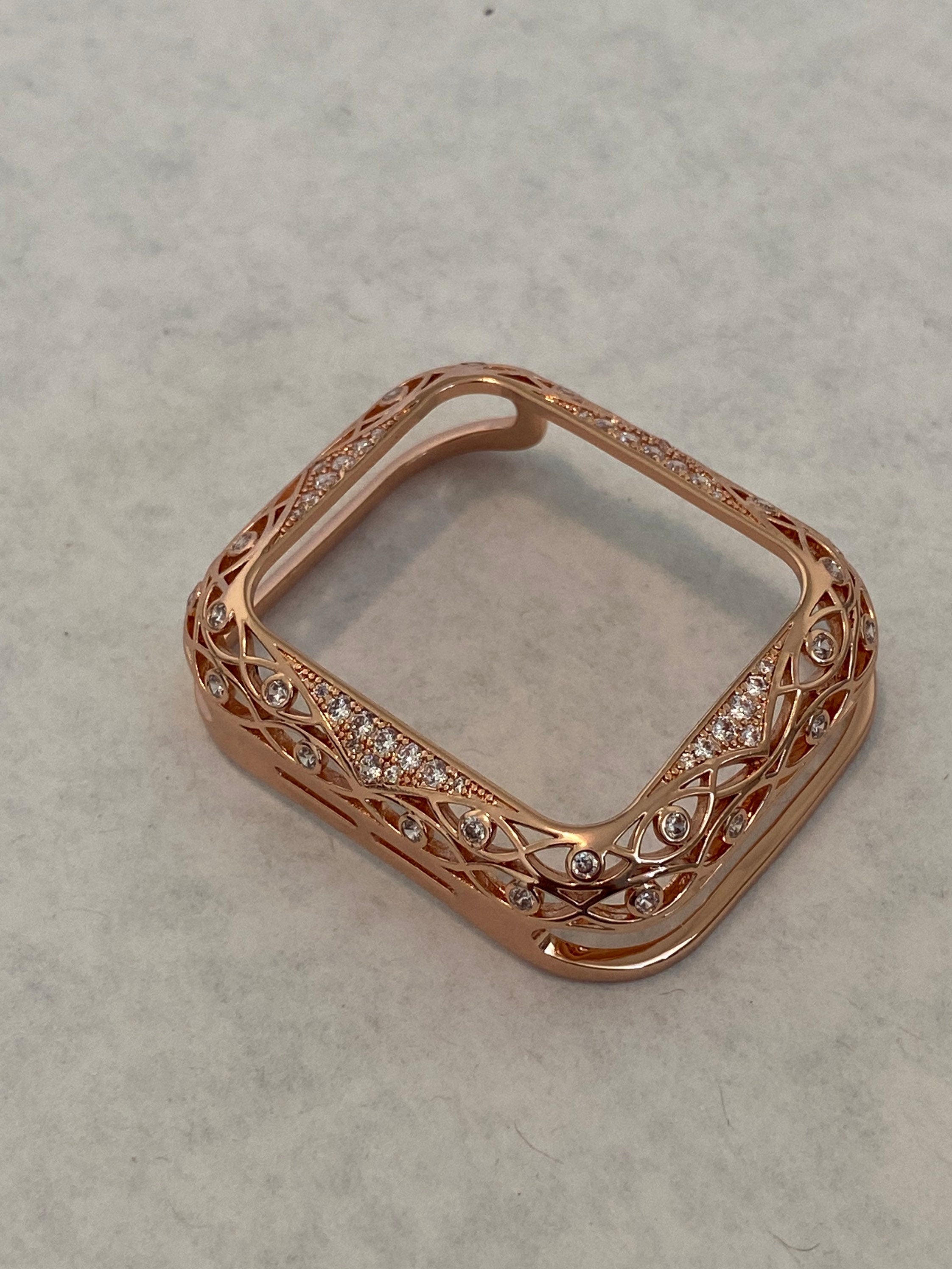 Apple Watch Band Women Rose Gold Swarovski Crystals & or Apple Watch Case 38mm 40mm 41mm 42mm 44mm 45mm Iphone Watch Cover Protector Bling