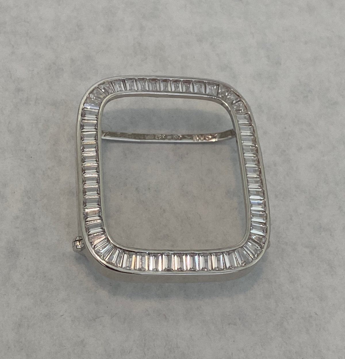 Series 10-11 Apple Watch Cover 38mm-46mm Lab Diamond Bezel Baguettes Silver Apple Watch Case