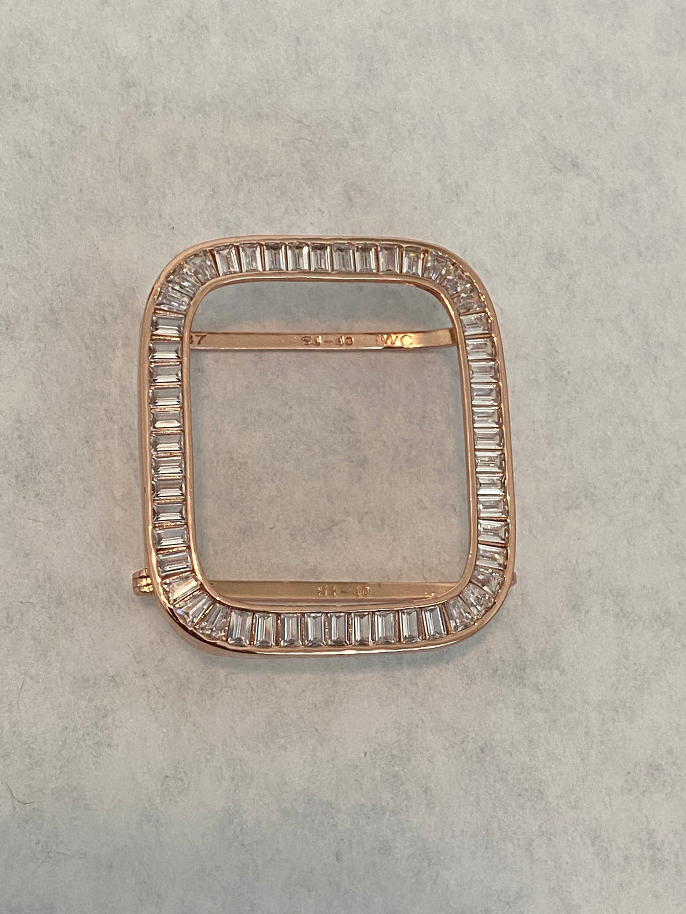 Series 2-9 Apple Watch Band Rose Gold Baguette Swarovski Crystals & or Apple Watch Case Lab Diamond Bezel Apple WatchCover 38mm-45mm Bling