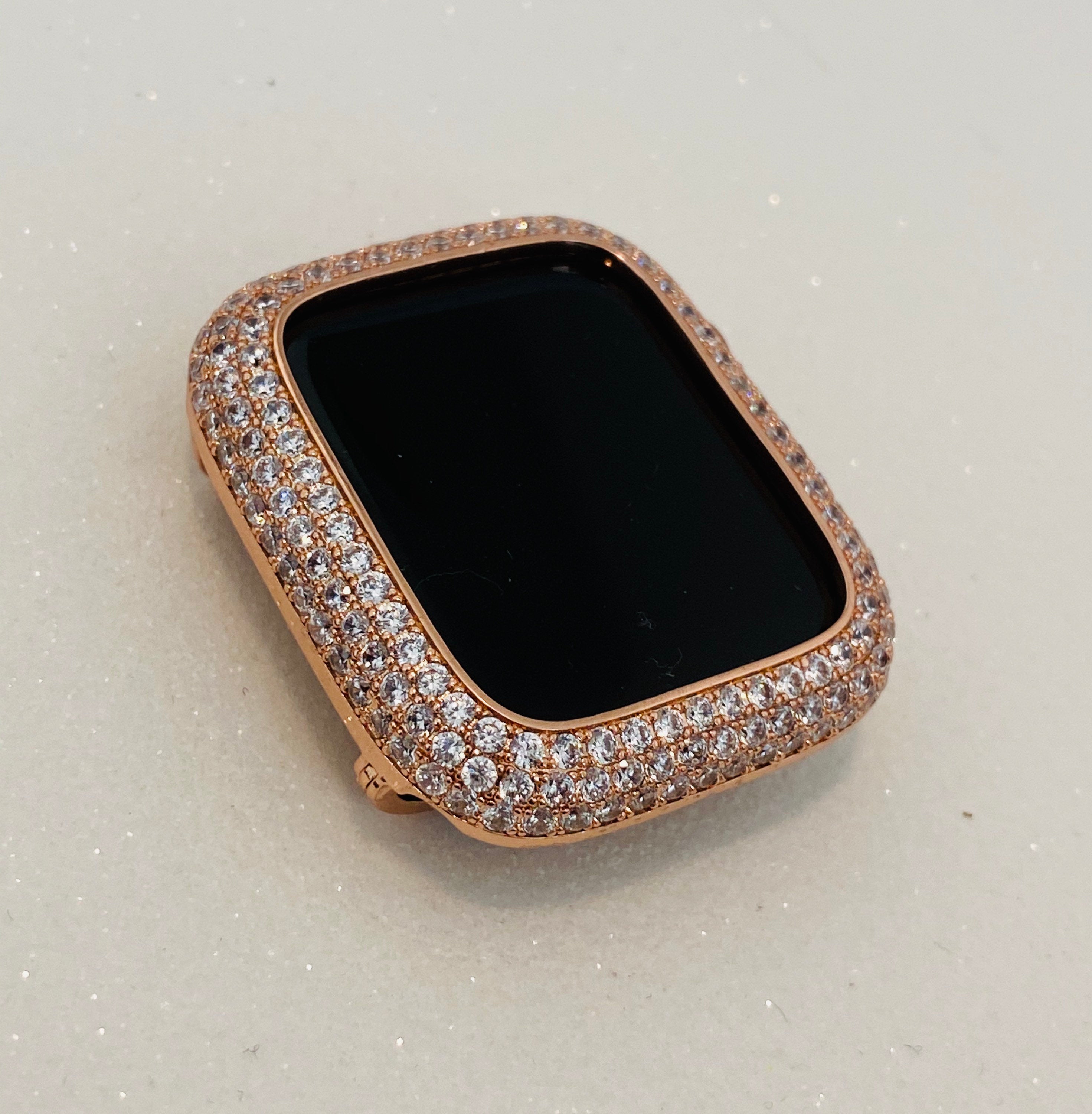 Series 10 Apple Watch Band Stainless Steel Swarovski Crystals & or Rose Gold Apple Watch Cover Lab Diamond Bezel Iwatch Case 38mm-49mm
