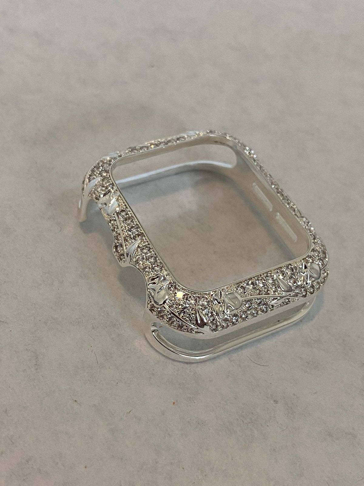 Series 2-12 Apple Watch Band Women Swarovski Crystals Silver & or Apple Watch Case for Iphone Watch 38mm-45mm Smartwatch Bumper Case Bling