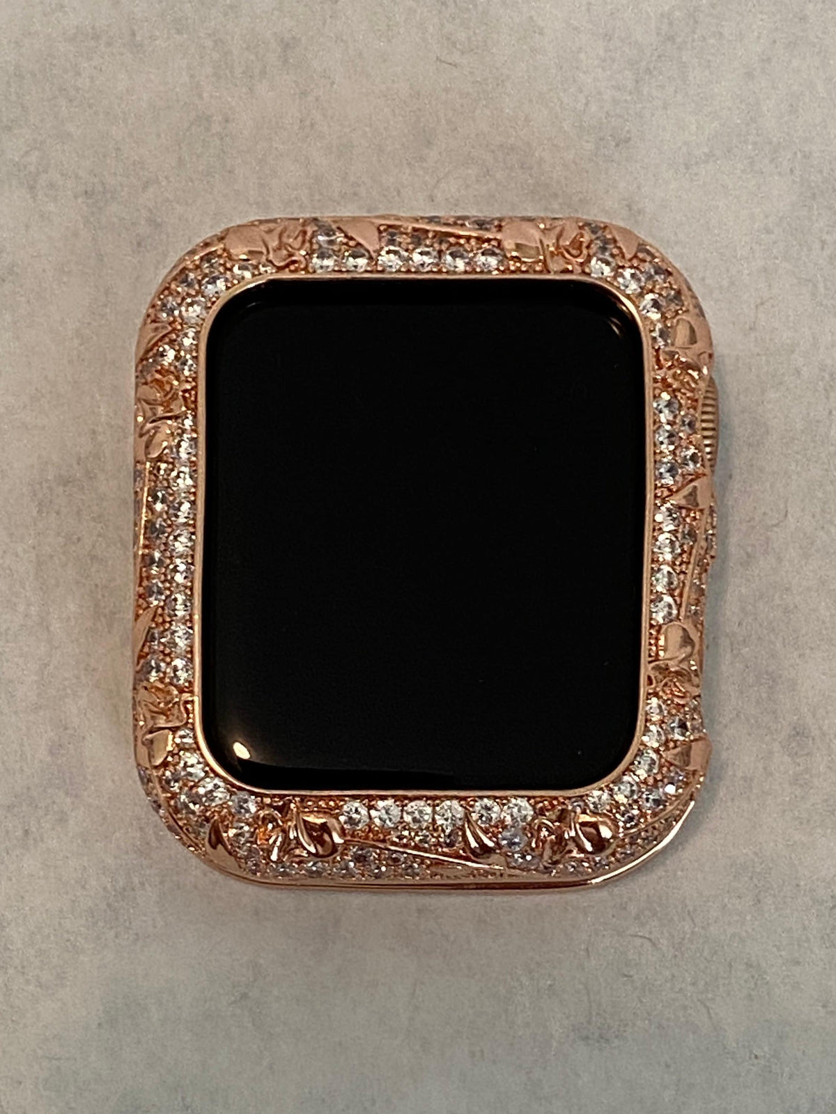 41mm 45mm Apple Watch Bezel Case Rose Gold Metal Iwatch Case Floral Design Swarovski Crystals 38mm 40mm 42mm 44mm Series 2-9 SE