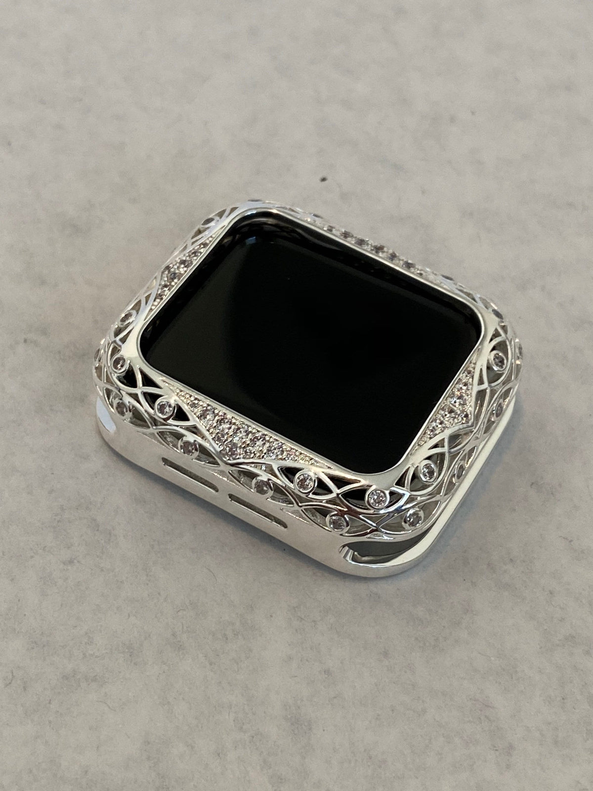 Silver Apple Watch Cover Womens Swarovski Crystals 38mm-46mm Iphone Watch Case Series 10-11 Iwatch Candy Bling