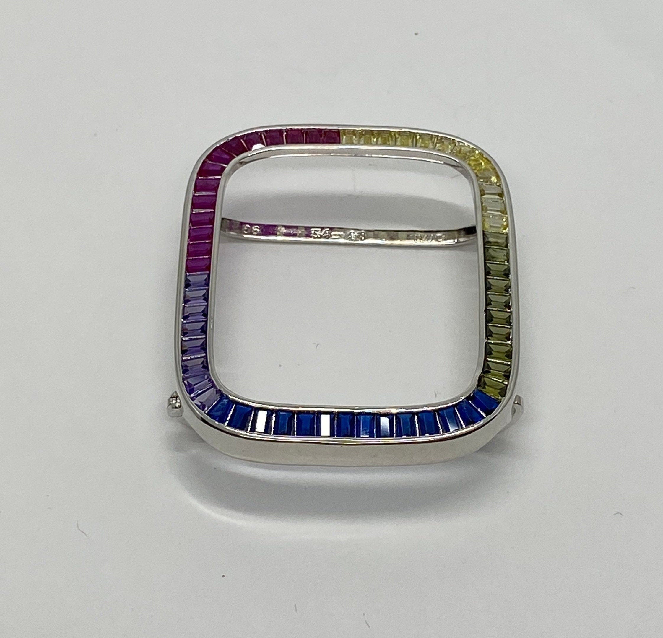 Series 10-11 Custom Rainbow Apple Watch Bezel Cover 42mm 46mm Silver Apple Watch Case Bumper Iwatch Candy Bling Presale