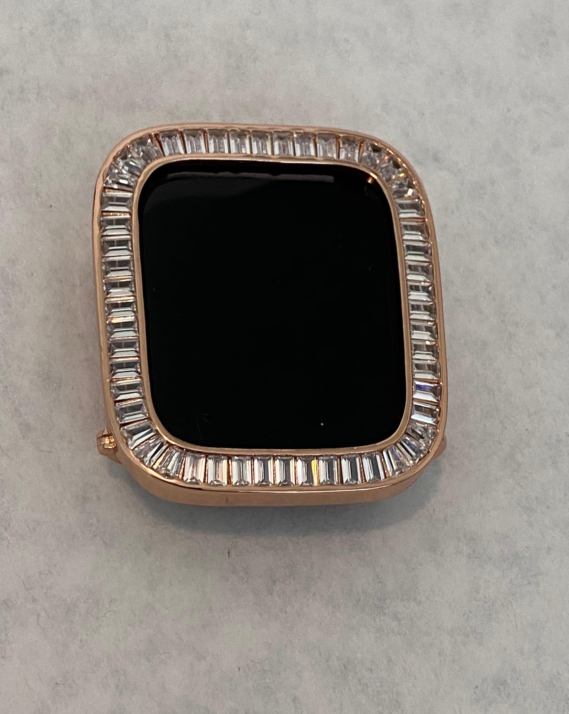Series 2-9 Apple Watch Case 41mm 45mm Rose Gold Lab Diamond Bezel Apple Watch Cover Iwatch Candy Bumper Bling 38mm-45mm Series 2-9 SE