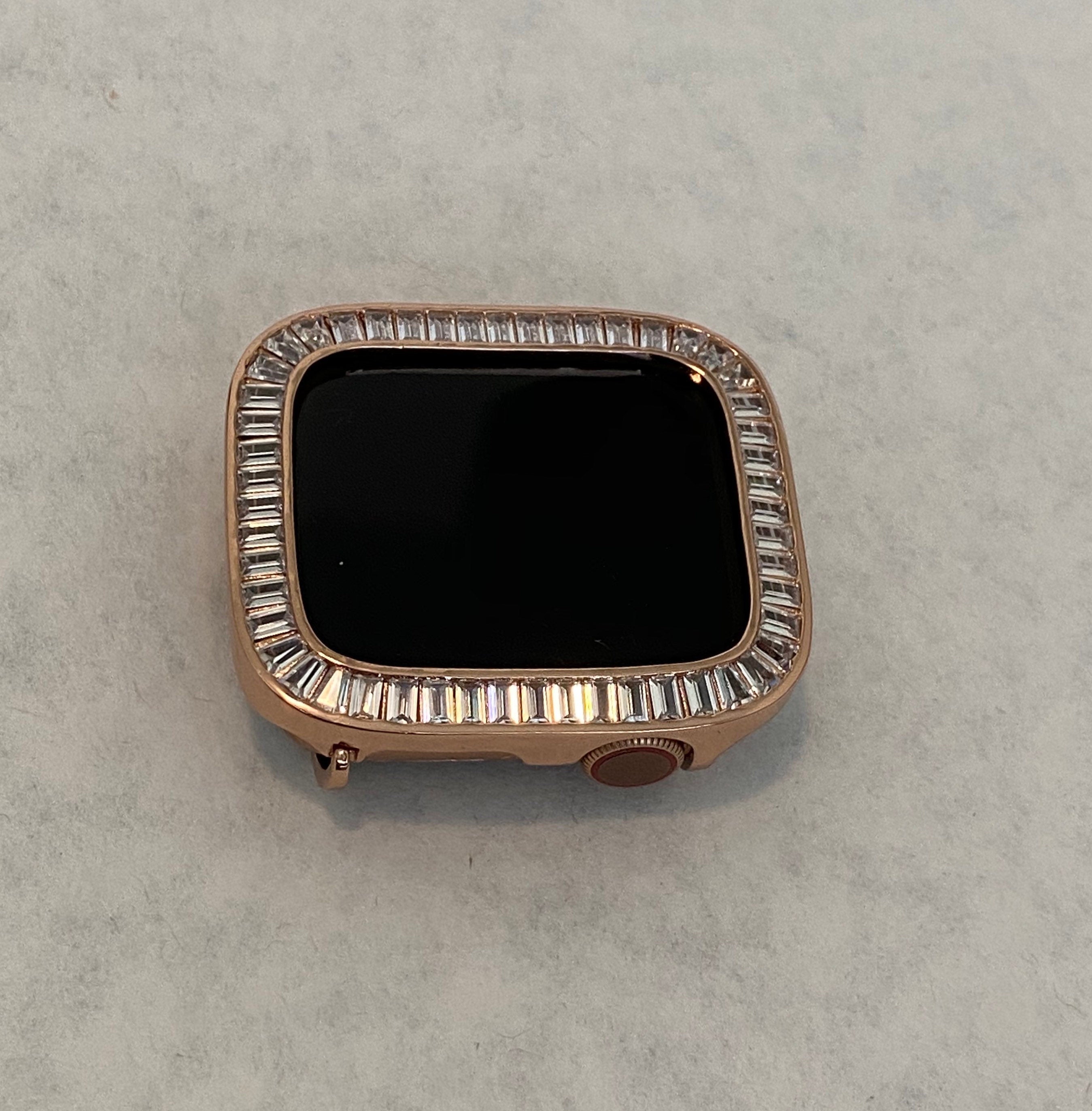 Series 2-9 Apple Watch Case 41mm 45mm Rose Gold Lab Diamond Bezel Apple Watch Cover Iwatch Candy Bumper Bling 38mm-45mm Series 2-9 SE