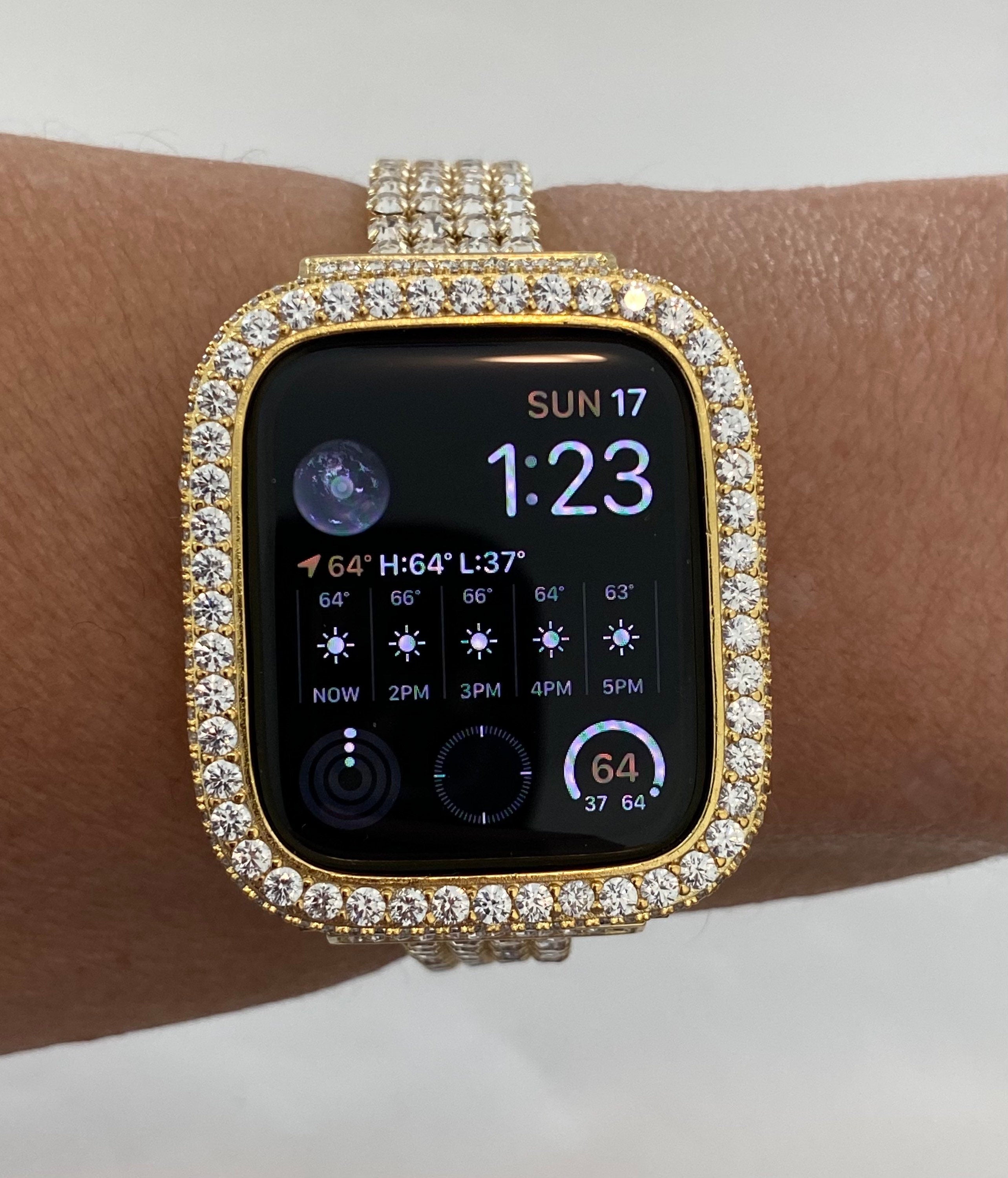 41mm 45mm 49mm Ultra Apple Watch Band Gold Swarovski Crystals & or Apple Watch Case Lab Diamond Bezel 38mm-44mm Apple Watch Cover Bling