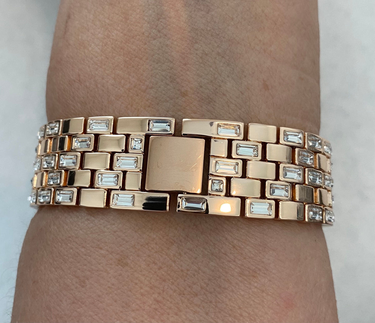 Series 2-12 Apple Watch Band Rose Gold Swarovski Crystal Baguettes 38-46mm & or Apple Watch Case Lab Diamond Bezel Iwatch Candy