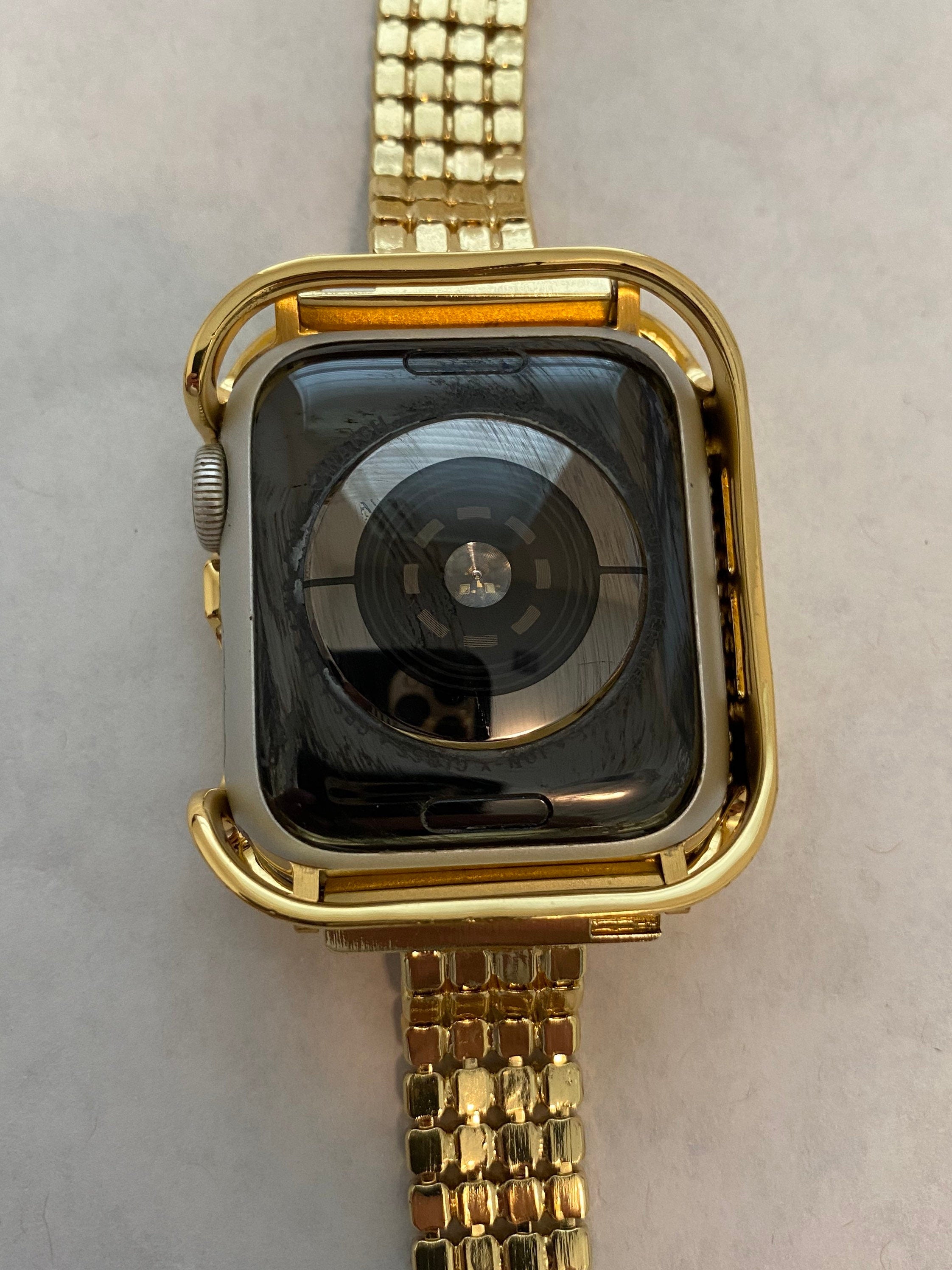 Bling Apple Watch Band Womens Gold Crystals & or Apple Watch Case Lab Diamond Bezel Cover 38mm 40mm 42mm 44mm Iwatch Candy