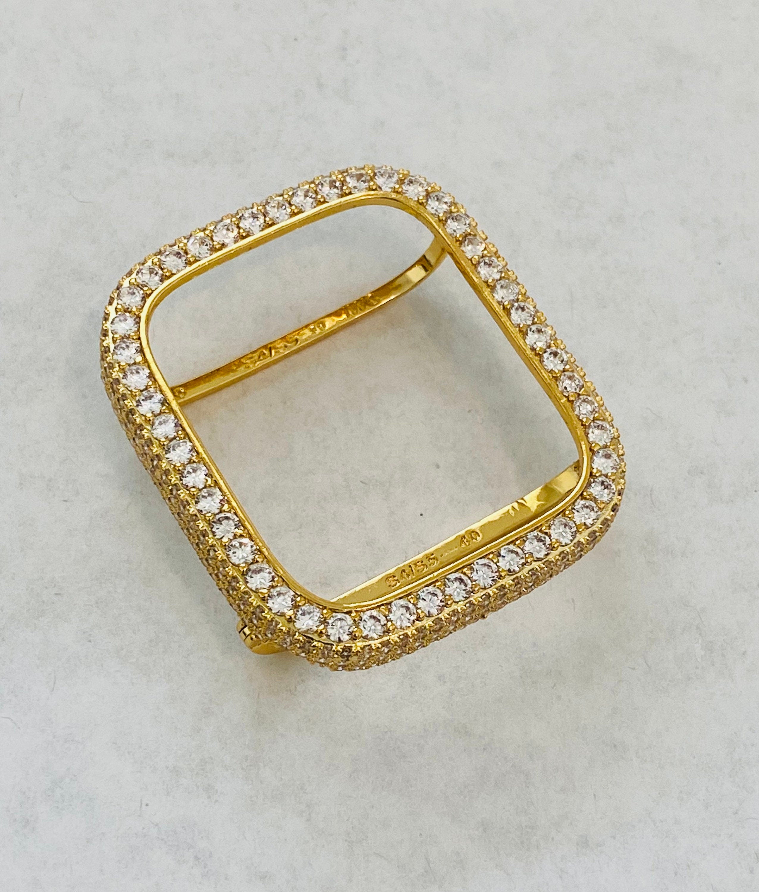 Apple Watch Band Gold Swarovski Crystals & or Apple Watch Cover Lab Diamond Bezel Apple Watch Case Smartwatch Bumper 38mm-49mm Ultra Bling
