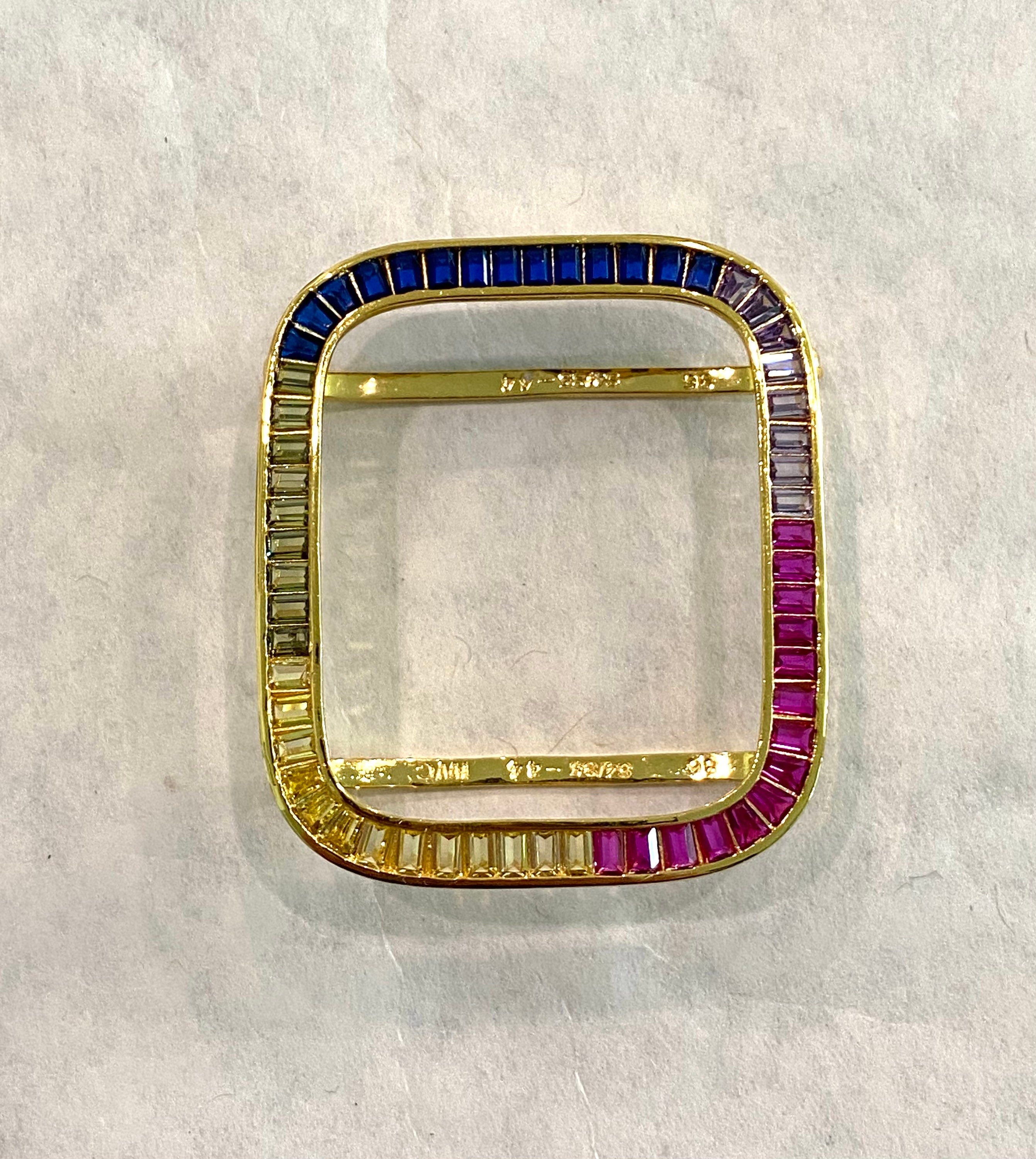 Rainbow Apple Watch Cover Gold Lab Diamond Bezel 40mm 41mm 44mm 45mm Apple Watch Case Smartwatch Bumper Bling Iwatch Candy