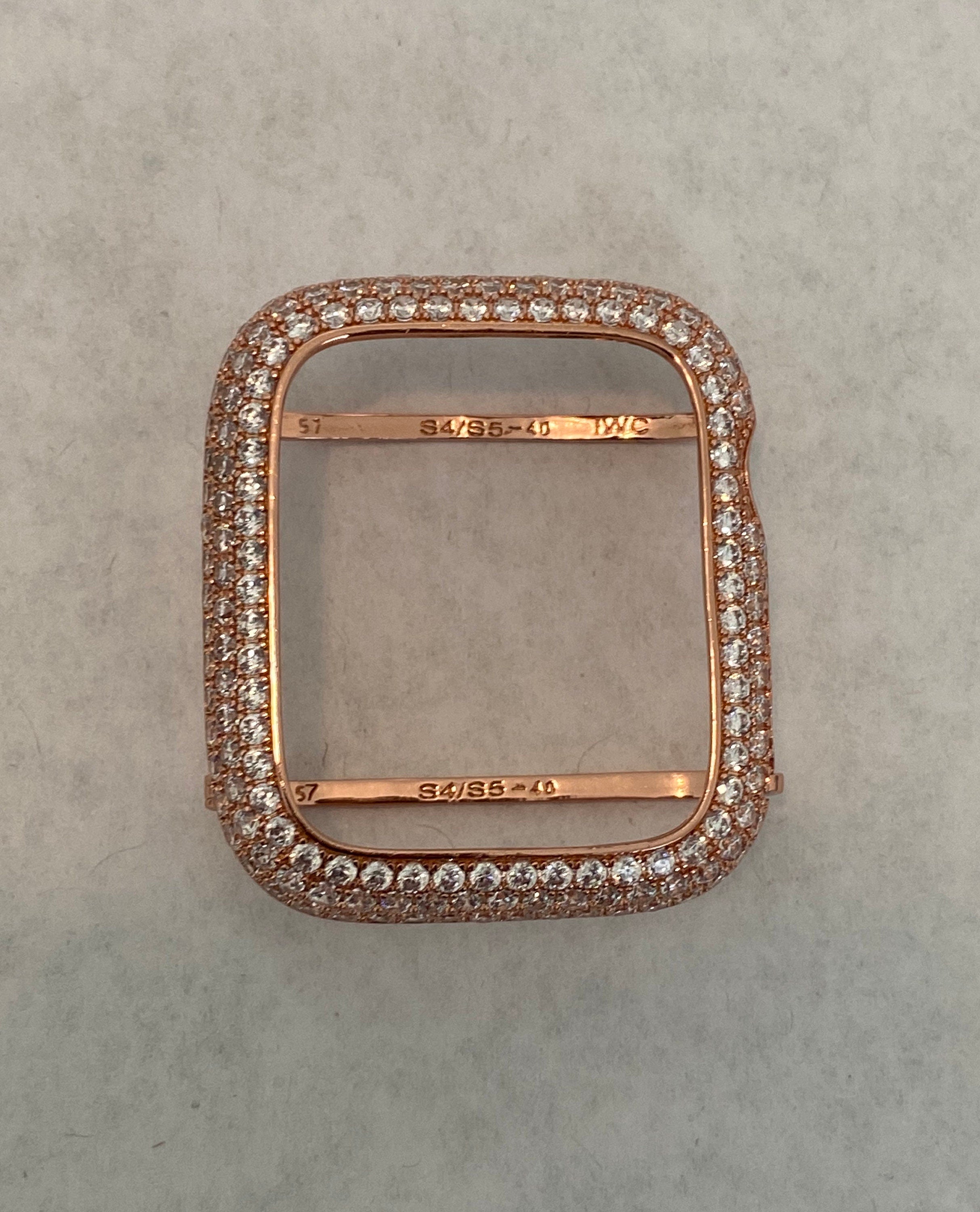 Designer Apple Watch Band 41mm 45mm 49mm Rose Gold Swarovski Crystal & or Apple Watch Case Lab Diamond Bezel Cover Smartwatch Bumper 38-44mm