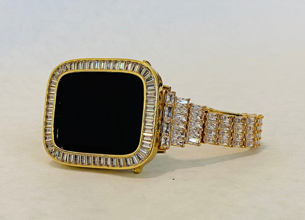 Gold Apple Watch Band 40mm Woman Silver & or Lab Diamond Bezel Cover 38mm 42mm 44mm Iwatch Bling Custom Handmade