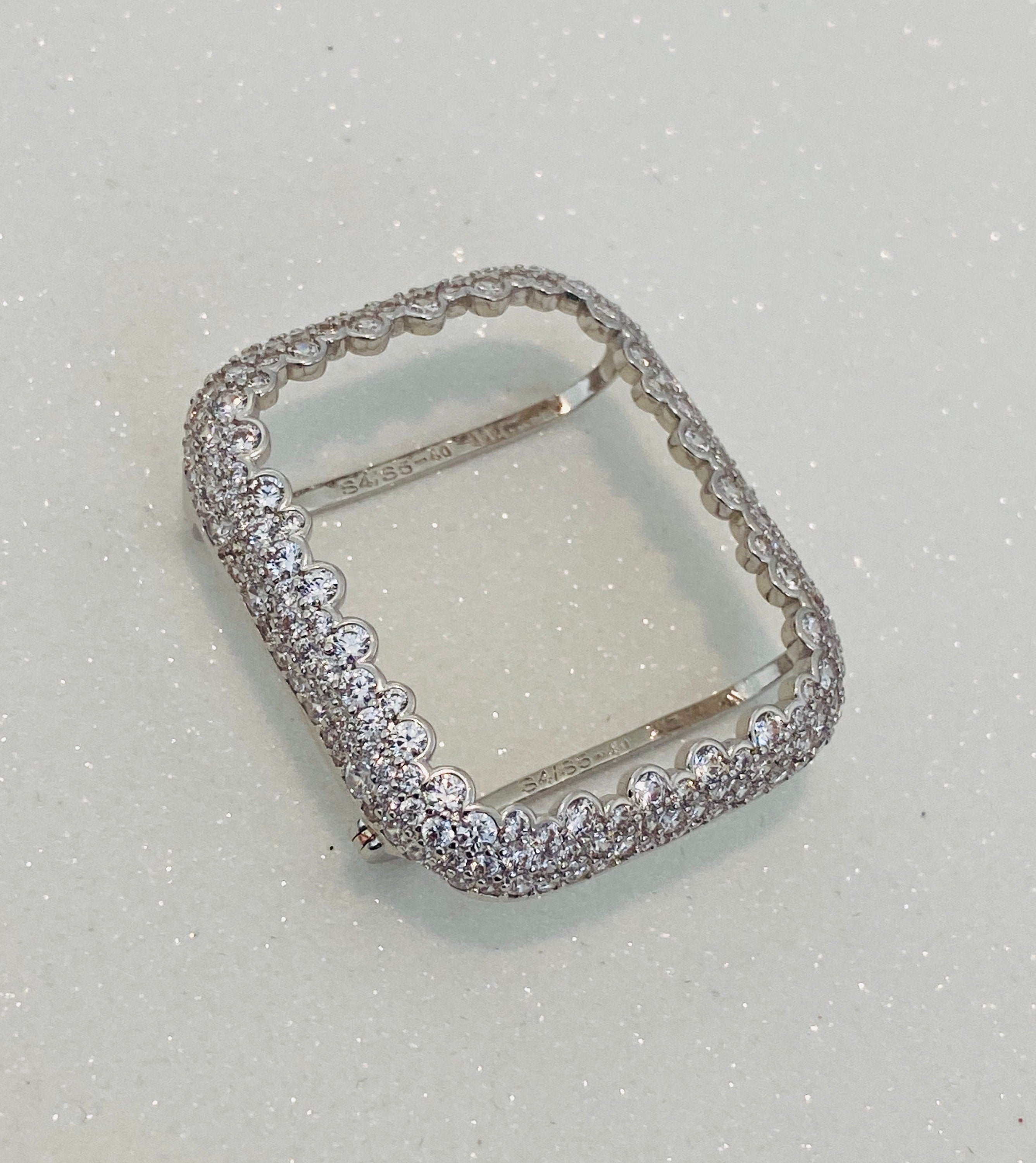 White Gold Apple Watch Band 49mm Ultra 41mm 45mm Swarovski Crystals & or Apple Watch Case Lab Diamond Bezel Bumper Cover Iwatch Candy