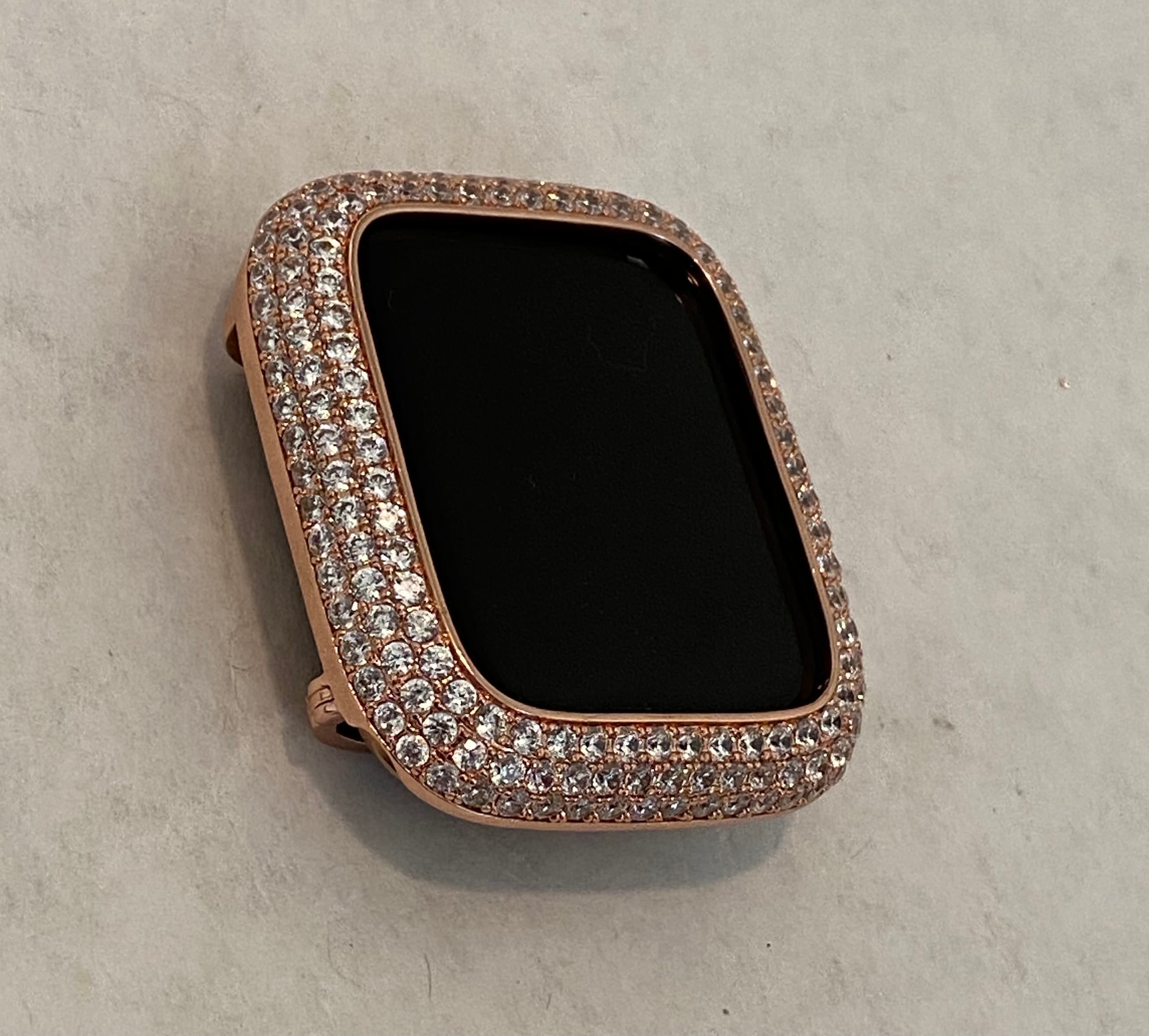 Apple Watch Band Women Rose Gold Swarovski Crystals Series 10 & or Apple Watch Cover Lab Diamond Bezel 38mm 40mm 41mm 42mm 44mm 45mm 46mm