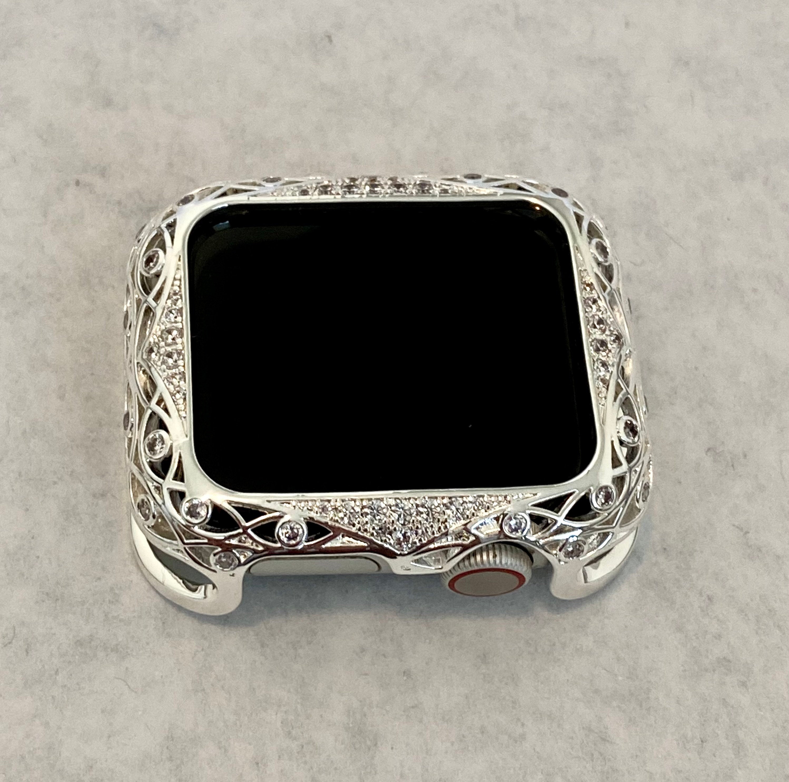 Series 2-9 Apple Watch Band Women Silver 38mm 40mm 41mm 42mm 44mm 45mm & or Apple Watch Cover Crystal Apple Watch Case Bling